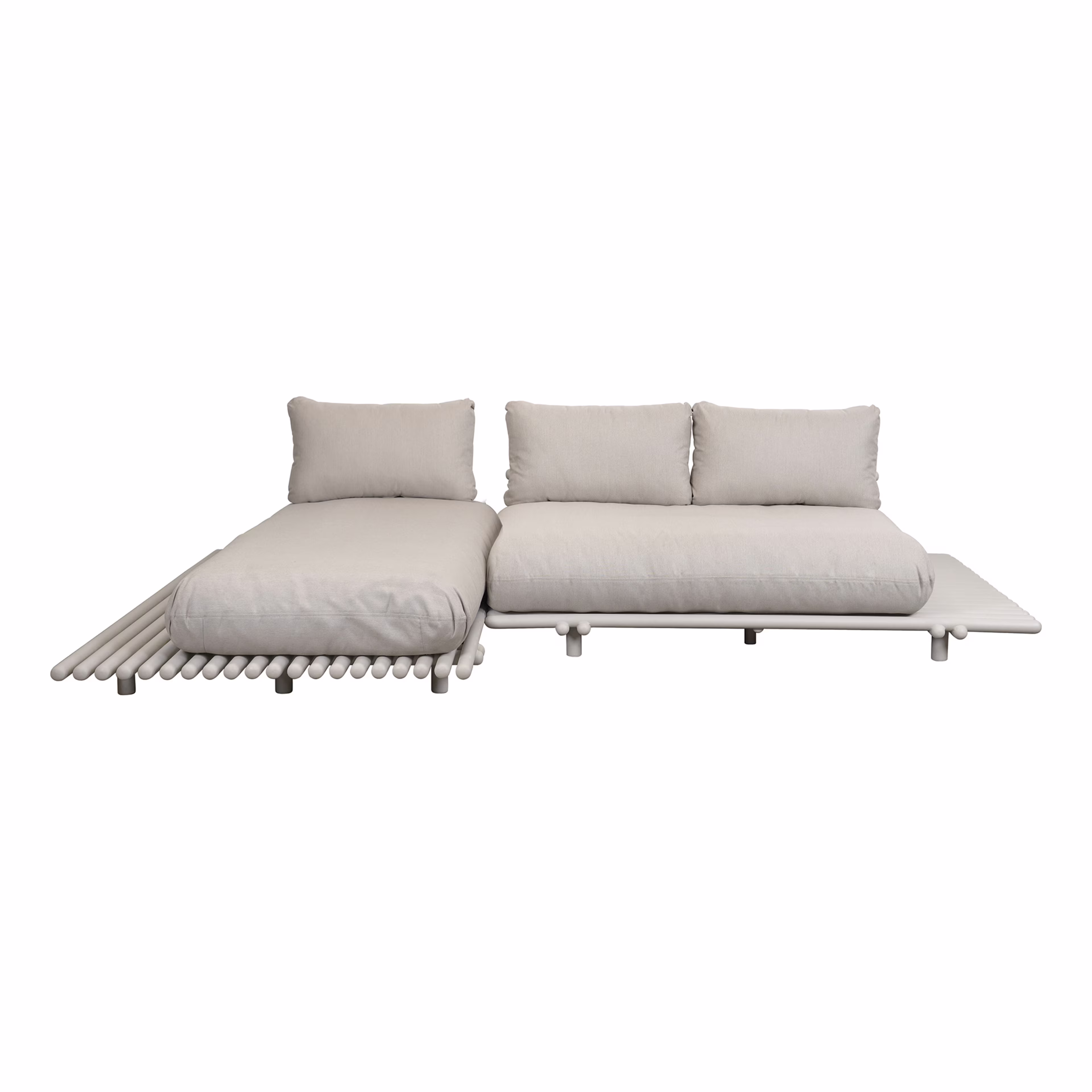 Cane-line Sticks Platform Aluminum Outdoor Sectional Sofa with Chaise