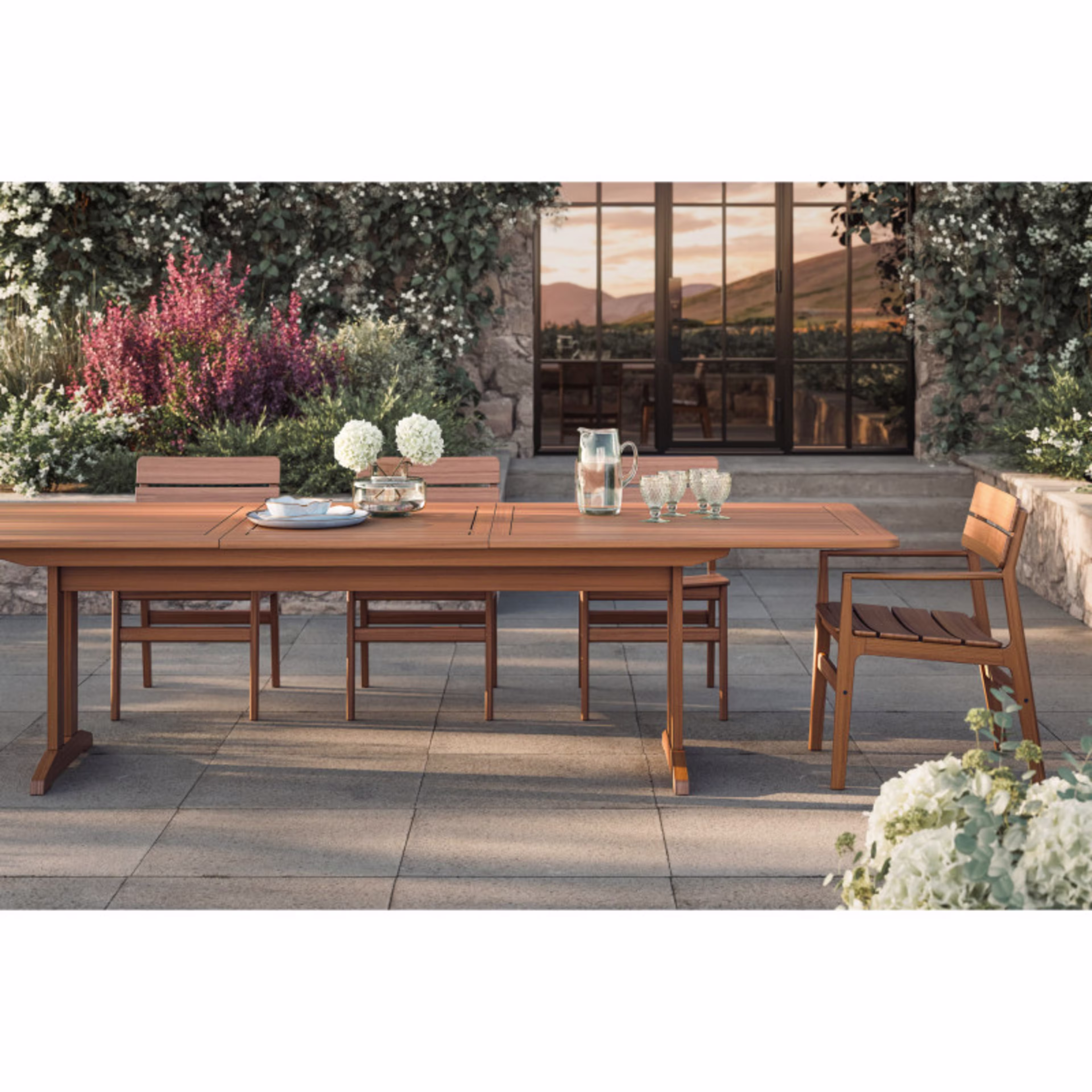 Jensen Outdoor Foundations 74" - 103" Ipe Wood Extending Rectangular Dining Table