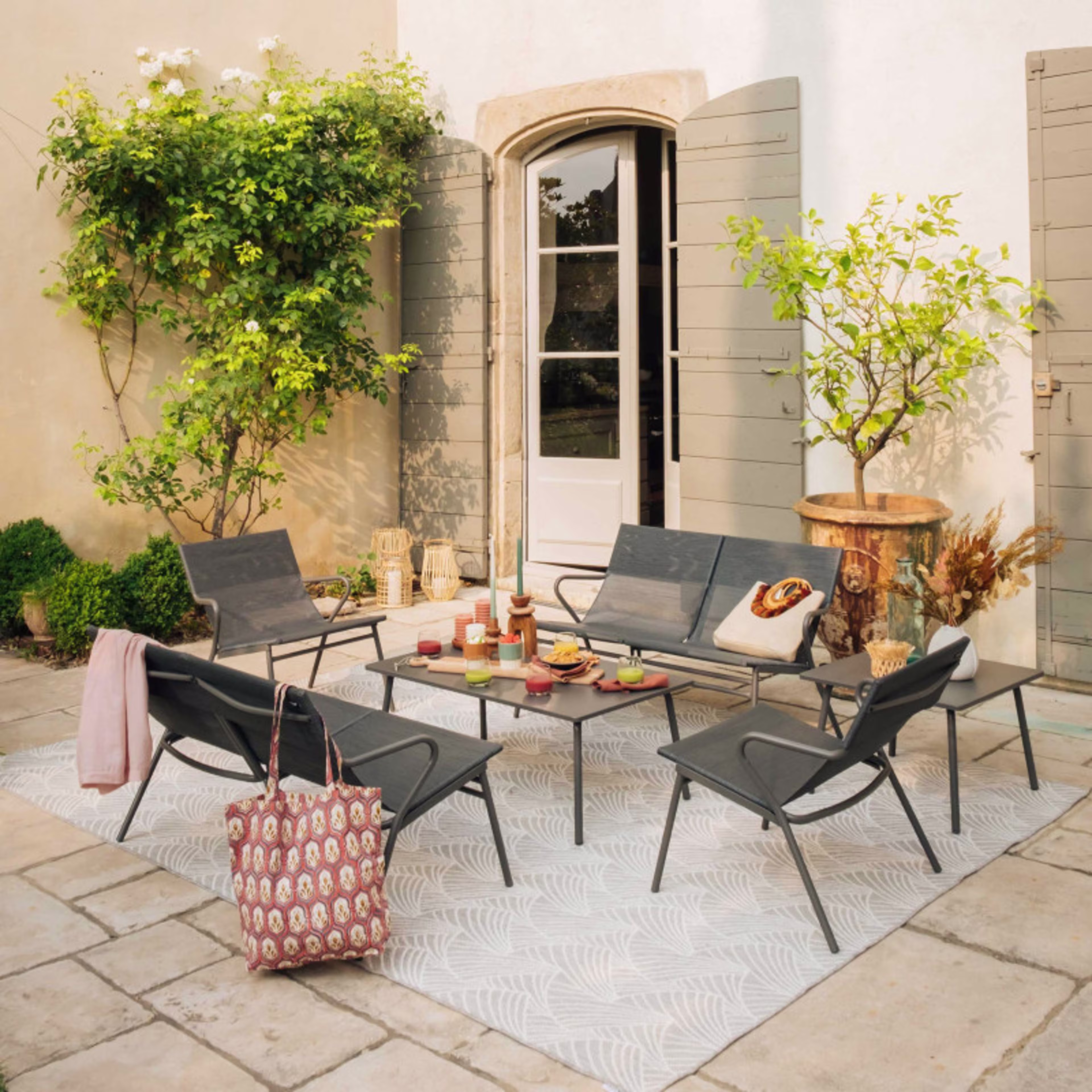Lafuma Mobilier Vence 40" Steel Rectangular Coffee Table