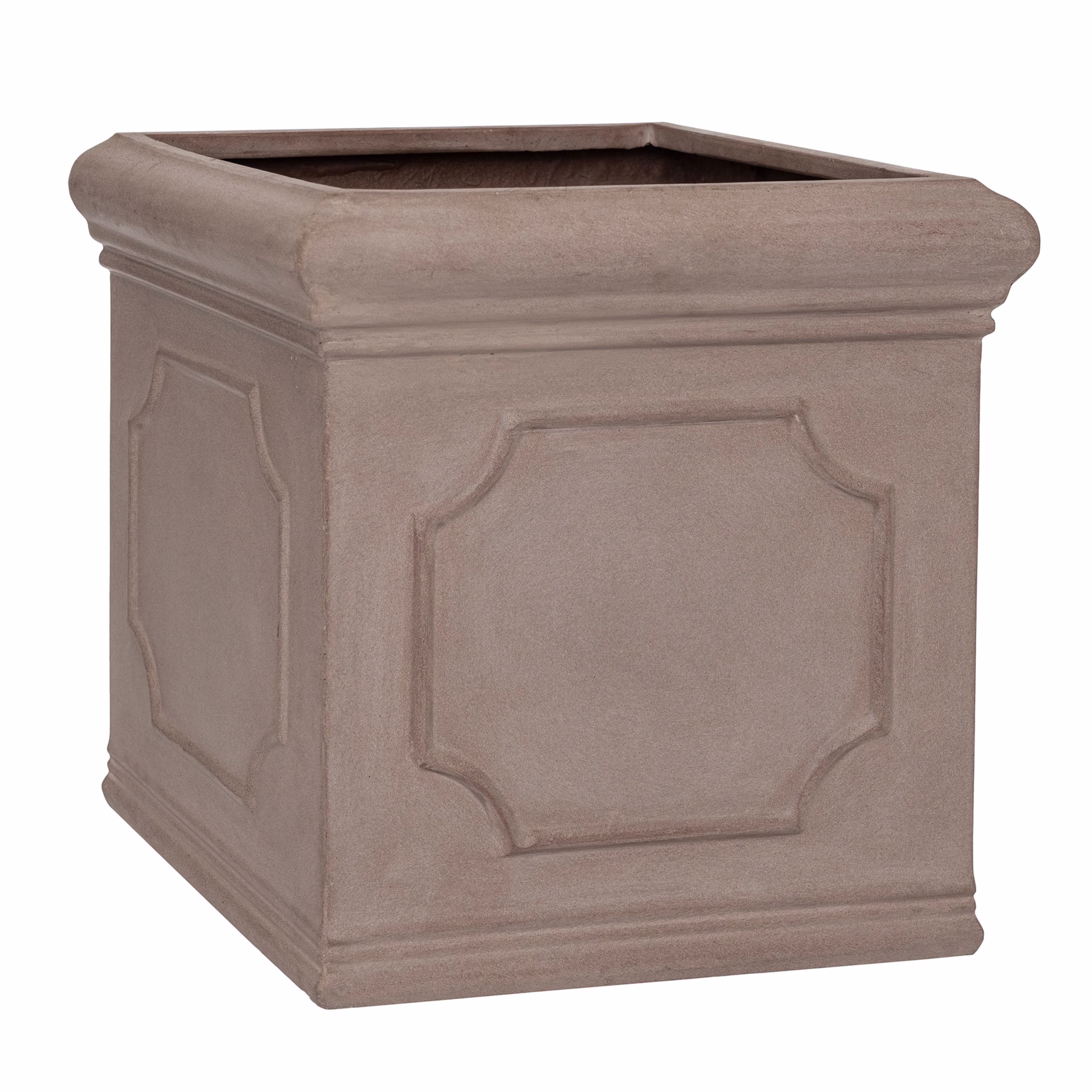 Pottery Pots Heritage 16" Block Classic Square Fiberstone Box Planter - Set of 2 - Taupe