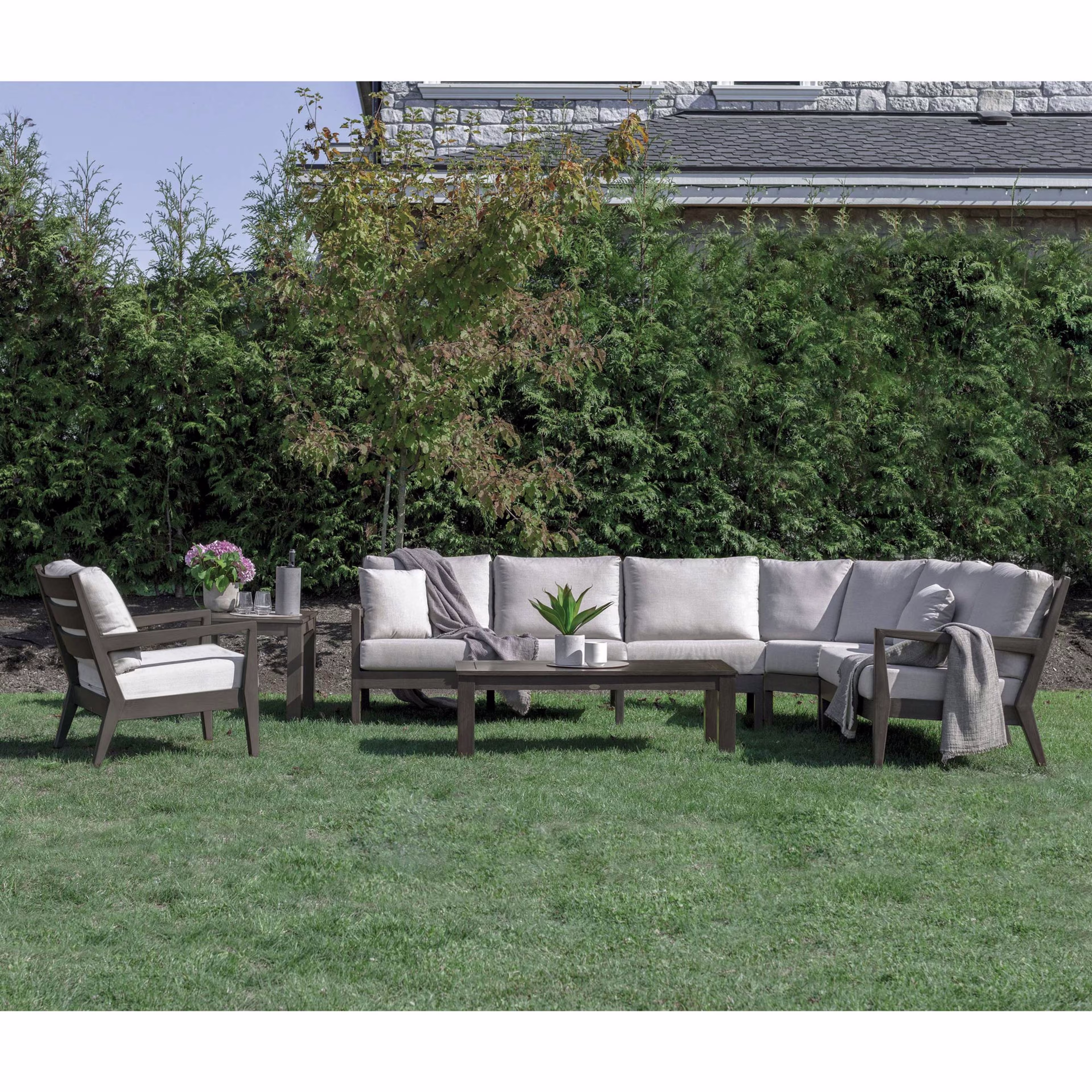Ratana Lucia Aluminum Armless Chair Outdoor Sectional Unit