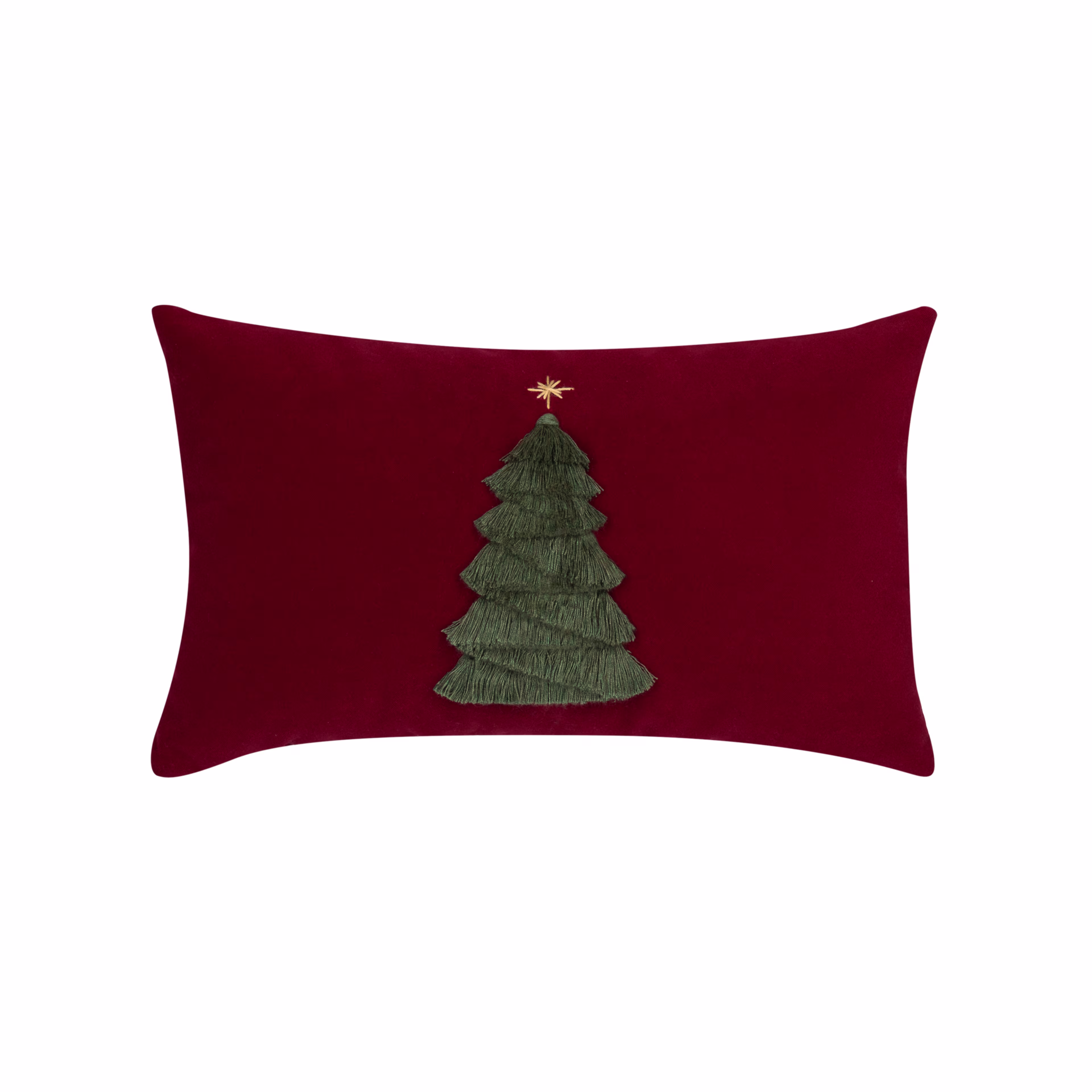 Elaine Smith 20" x 12" Fraser Fir Ruby Lumbar Sunbrella Outdoor Pillow