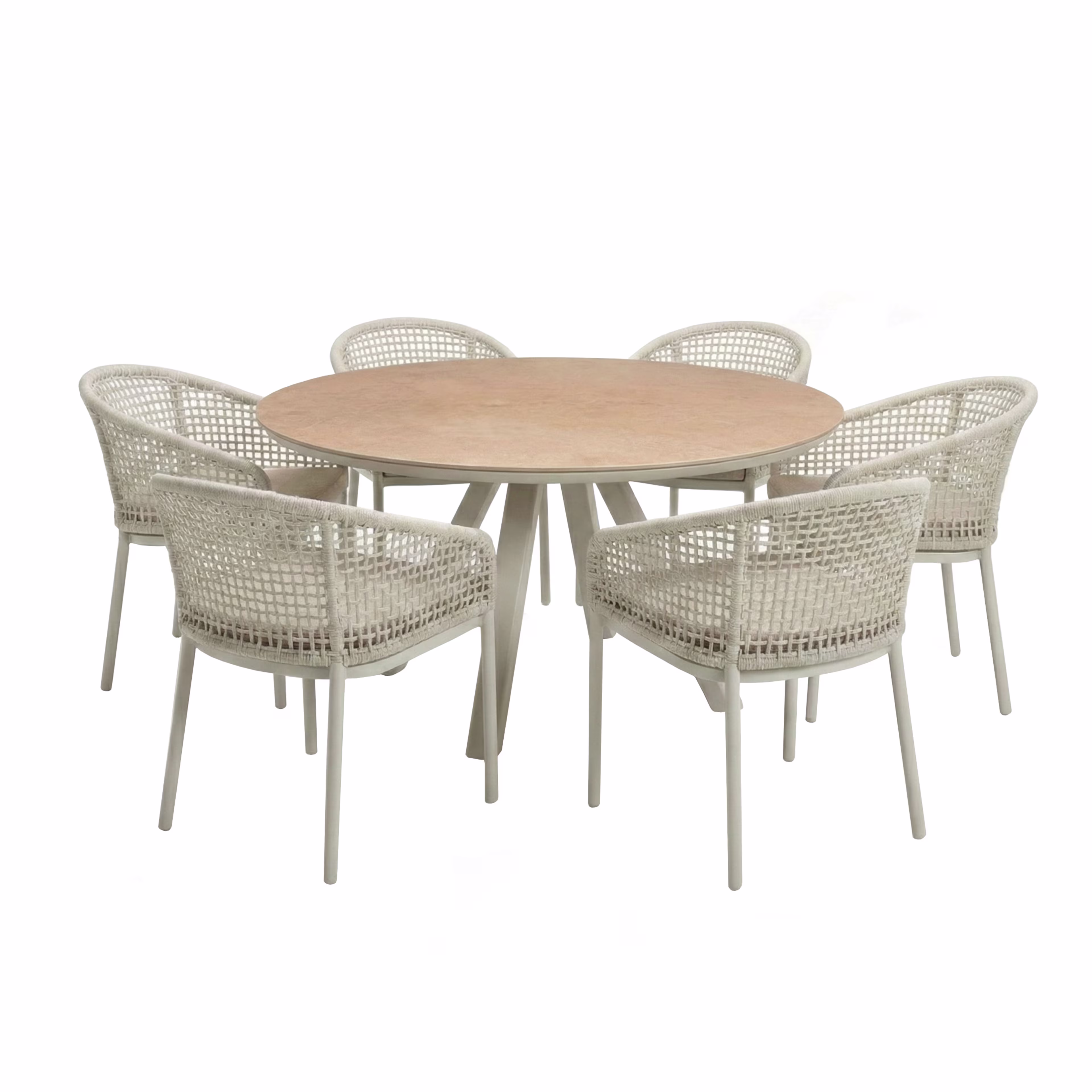 POVL Outdoor Frisk 7-Piece 59" Round Patio Dining Set