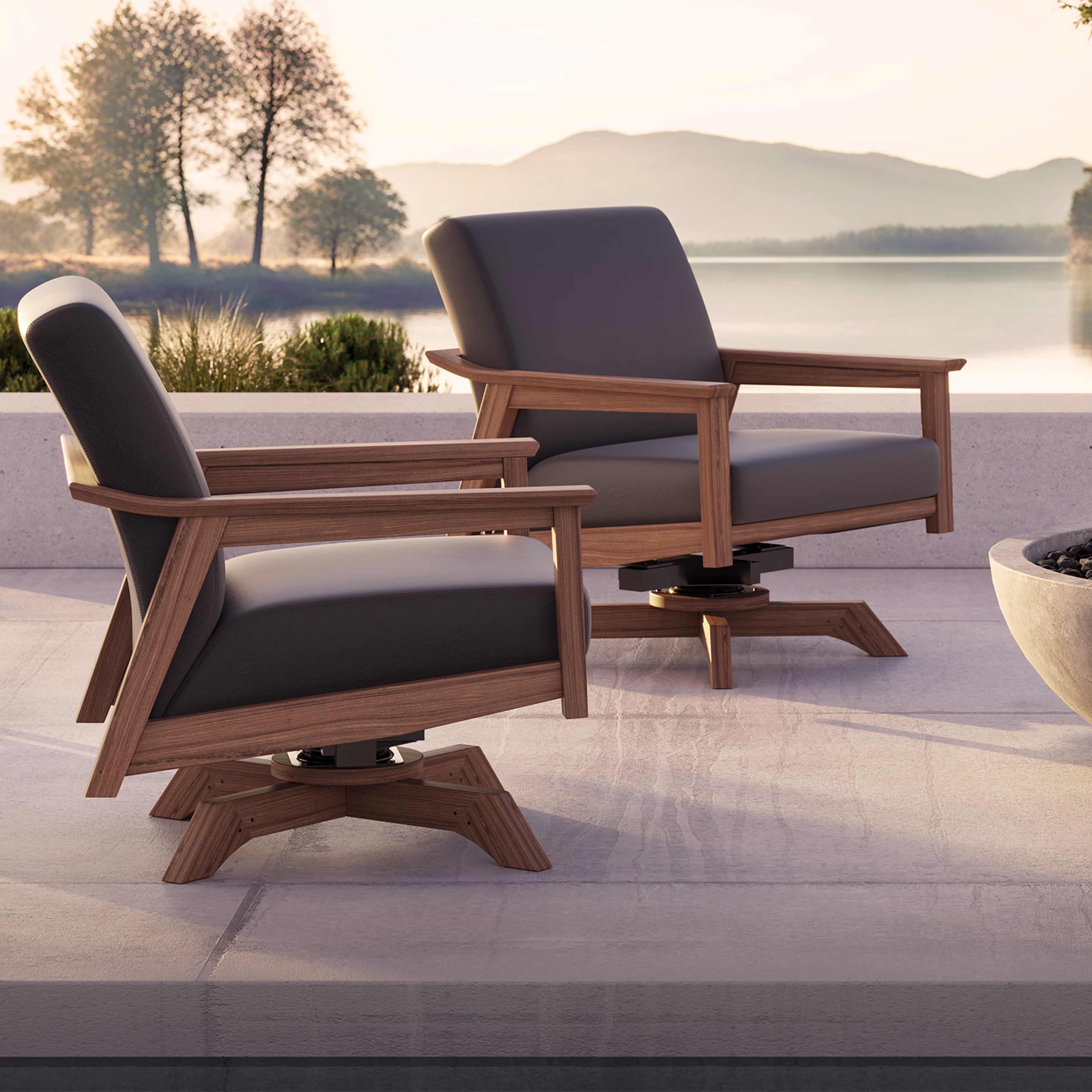 Jensen Outdoor Tempo Ipe Wood Swivel Rocking Lounge Chair