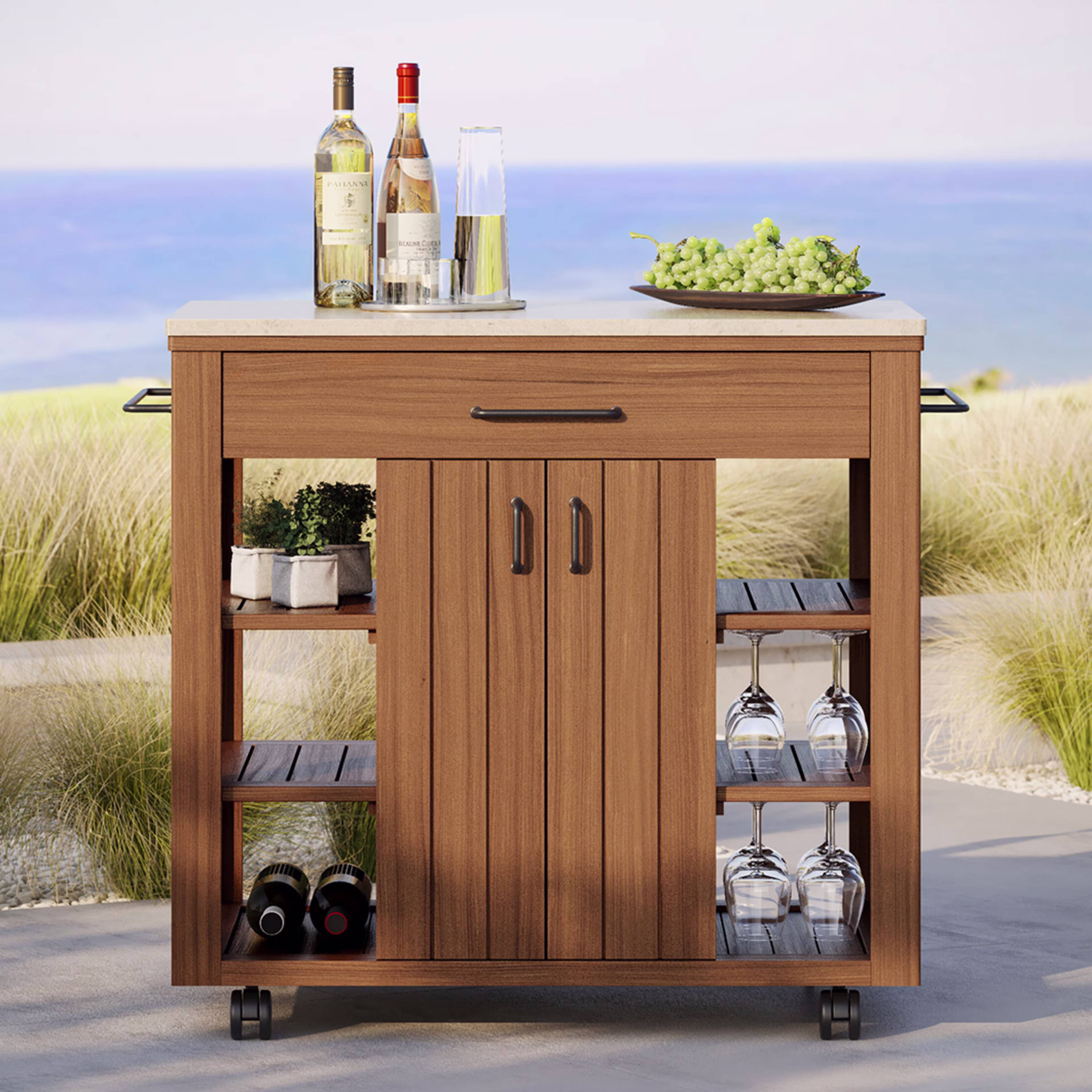 Jensen Outdoor Foundations Sage 41" Ipe Wood Rectangular Buffet Table