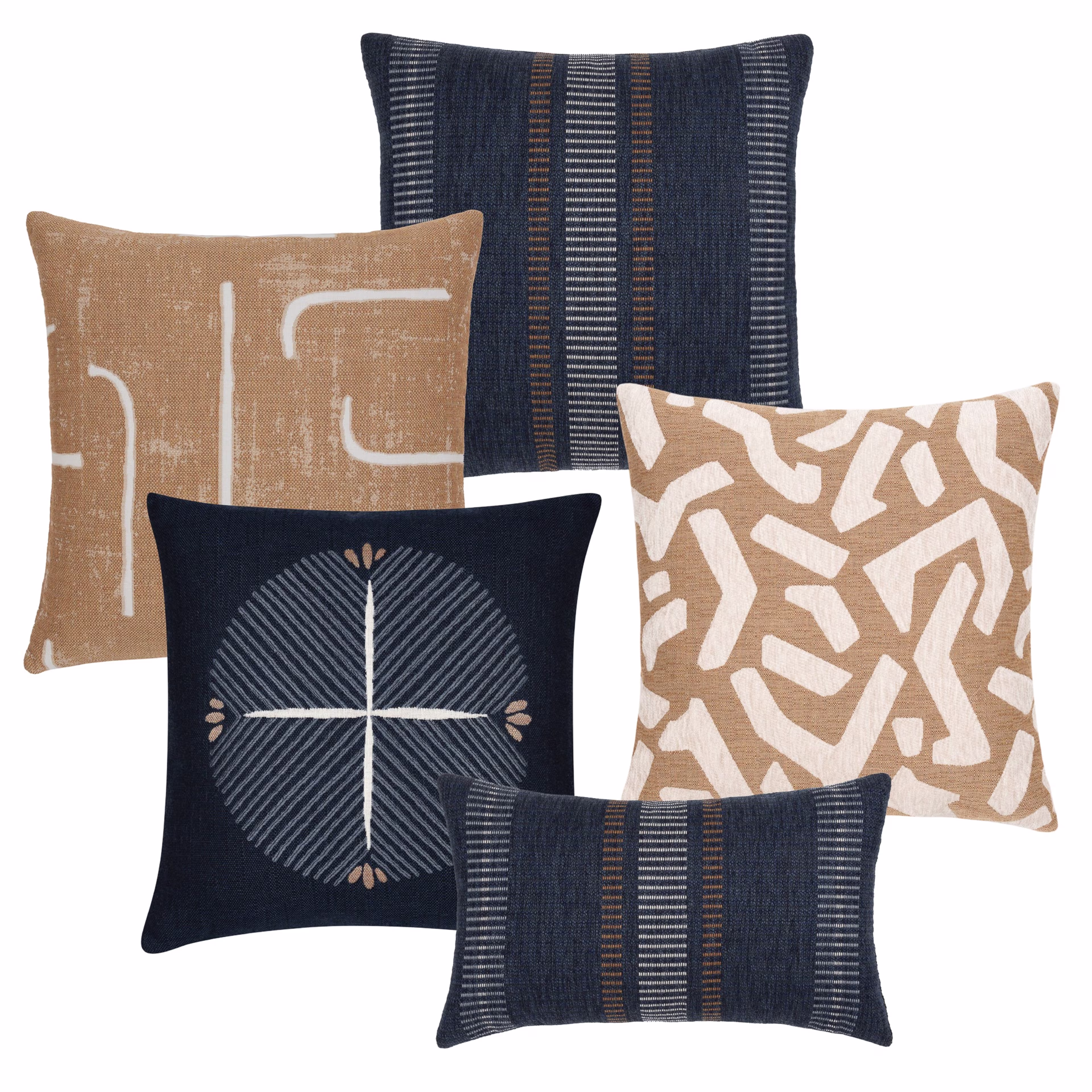 Elaine Smith Caramel 5-Piece Sunbrella Outdoor Pillow Set