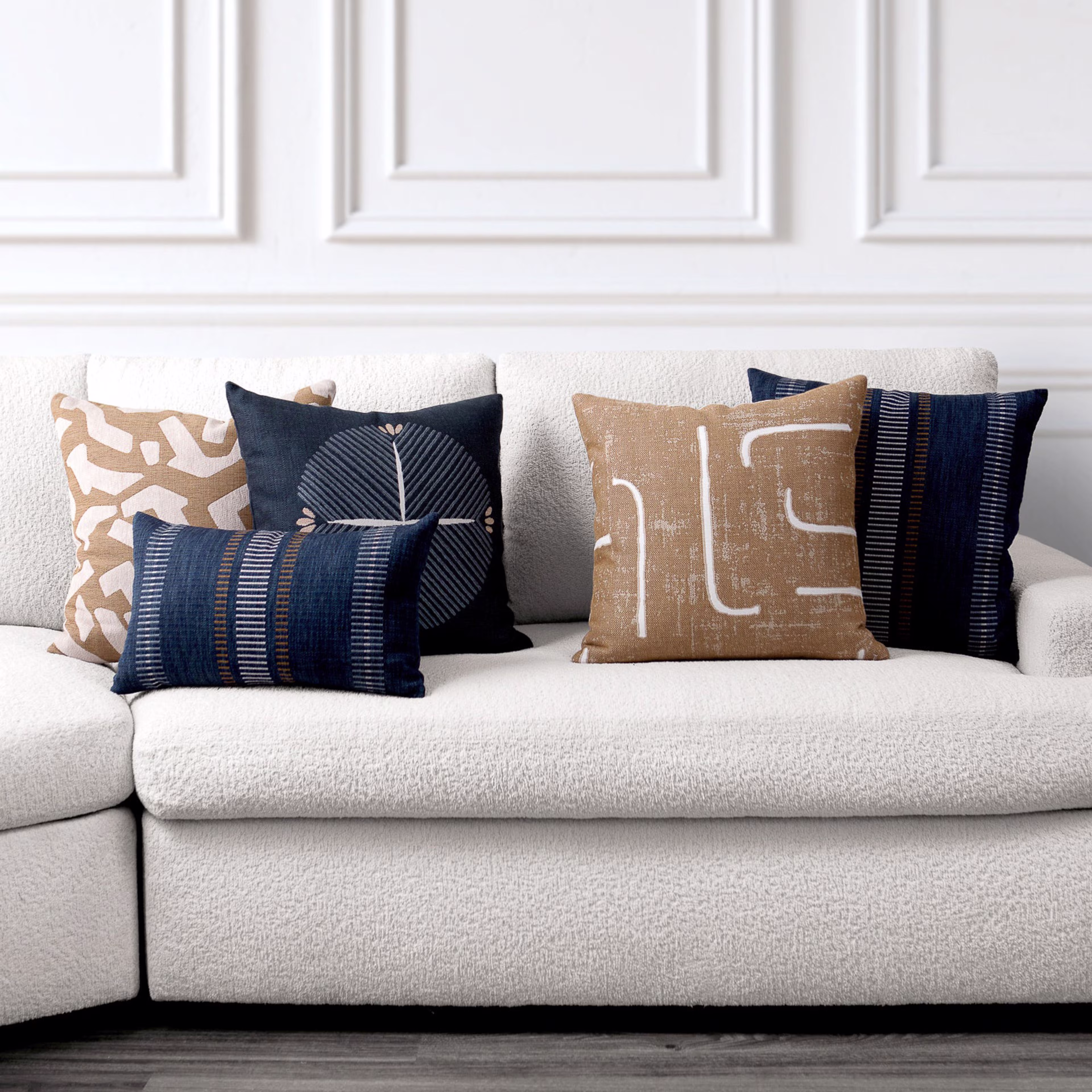 Elaine Smith Caramel 5-Piece Sunbrella Outdoor Pillow Set