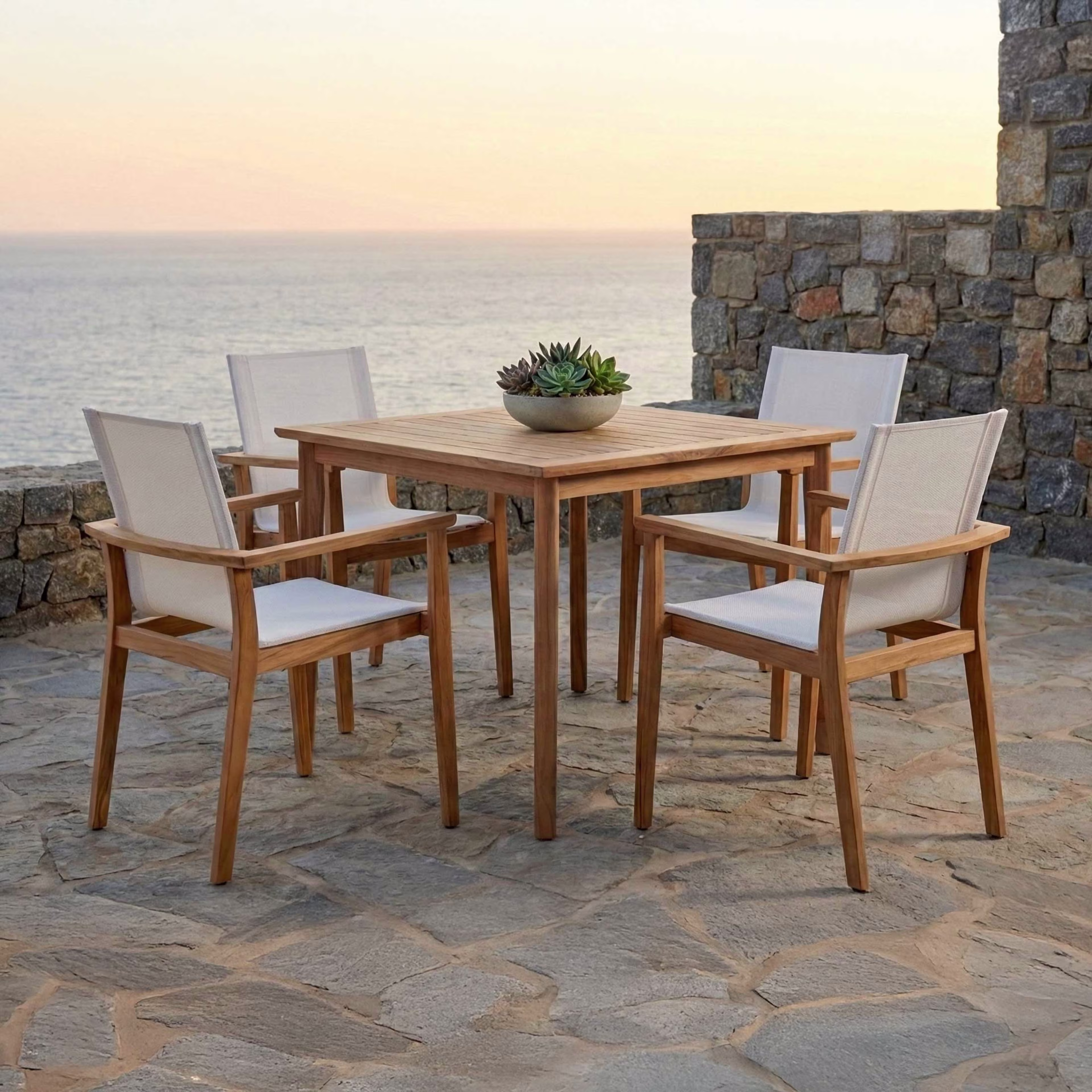 POVL Outdoor Menlo 5-Piece 36" Square Patio Dining Set
