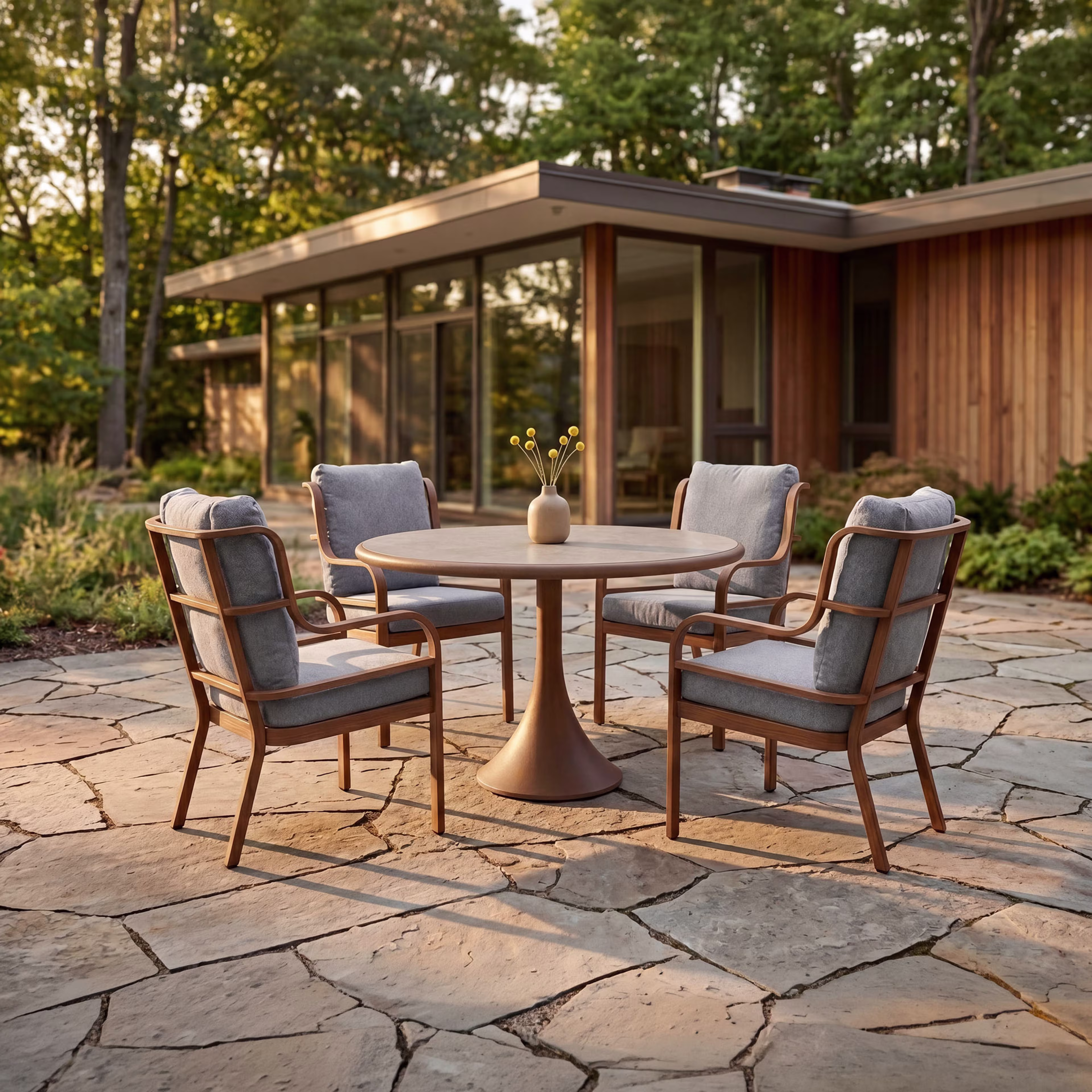 Woodard Brit Aluminum Dining Armchair