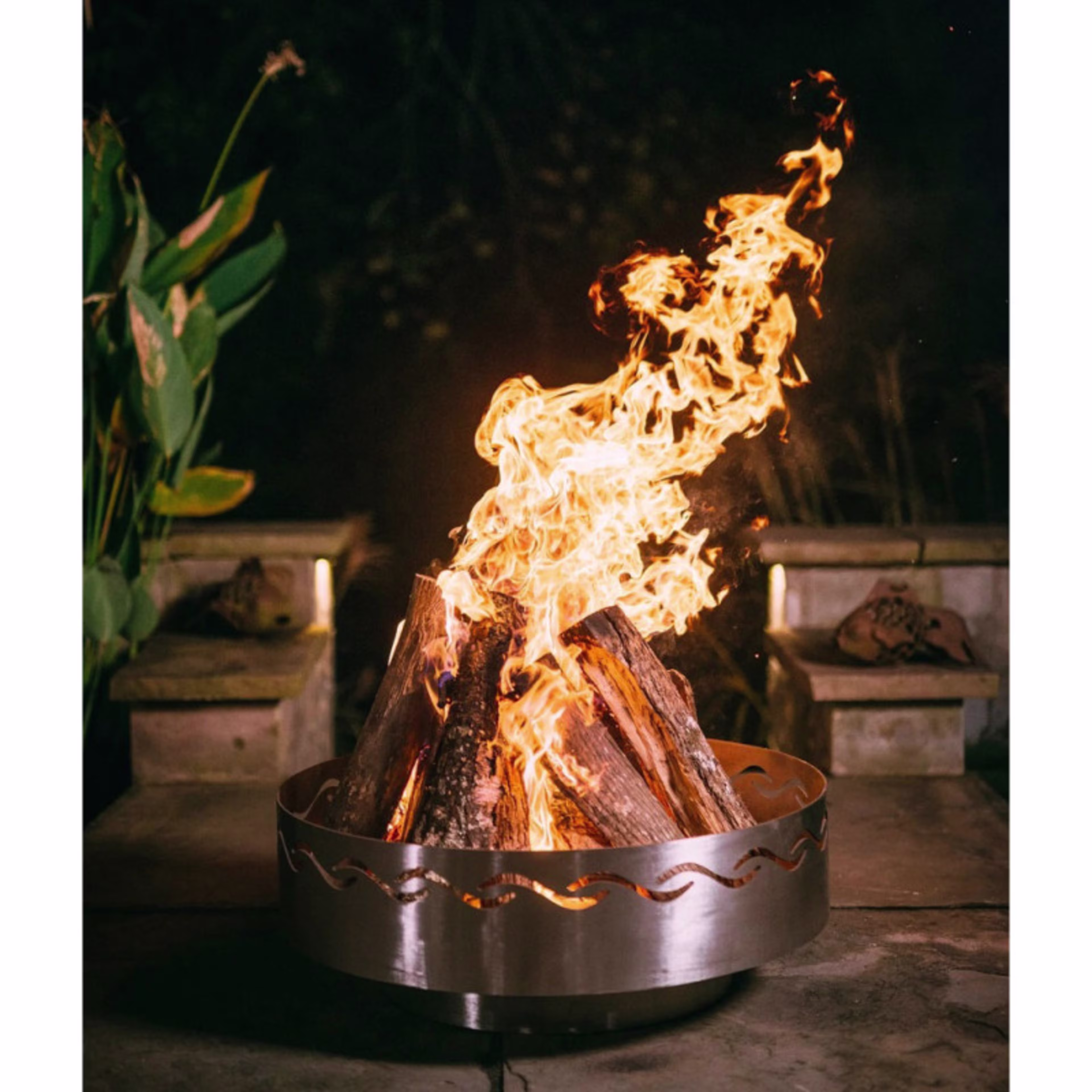 Fire Pit Art Fire Surfer 30" Round Stainless Steel Fire Pit