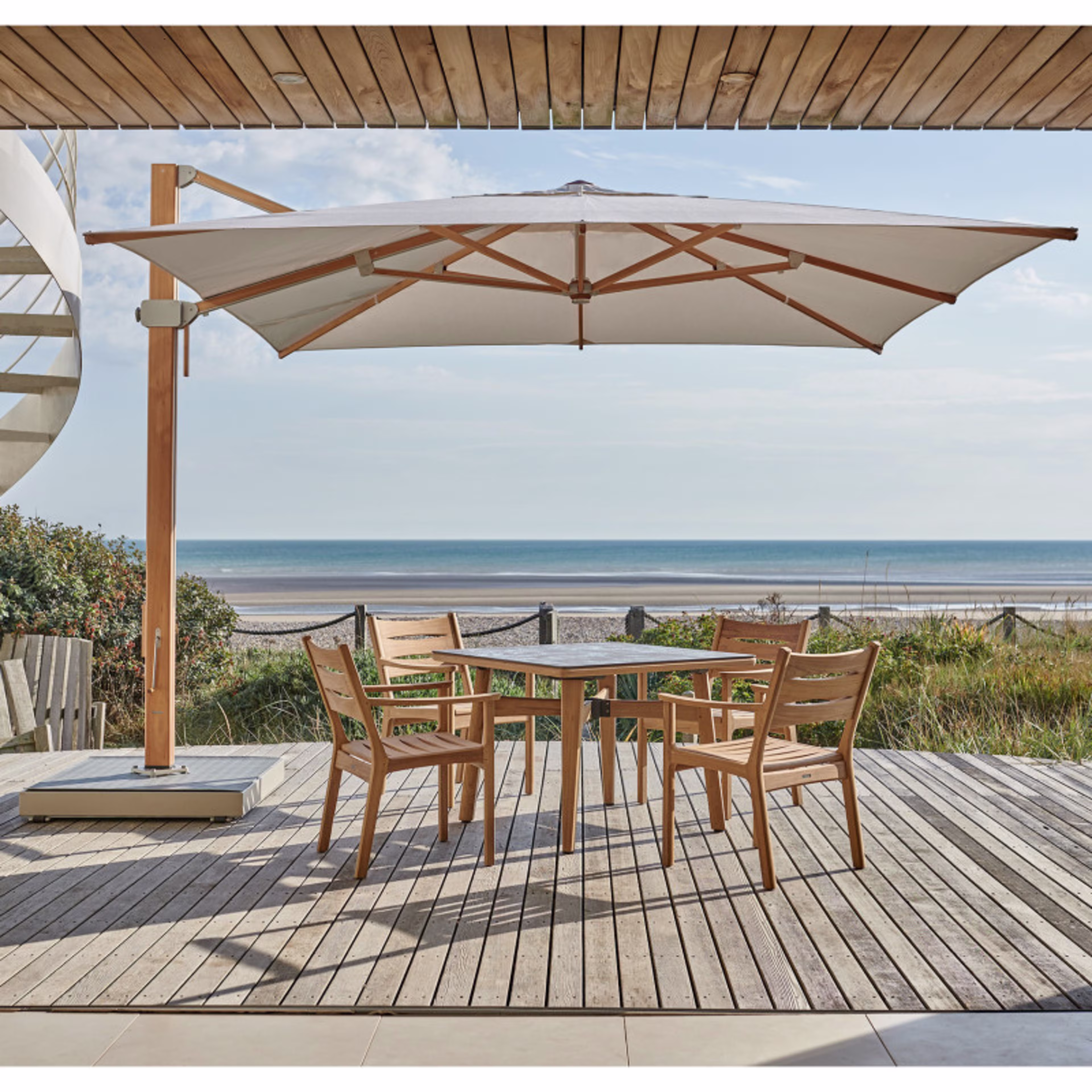 Barlow Tyrie Napoli 11.5' Square Wood Cantilever Patio Umbrella