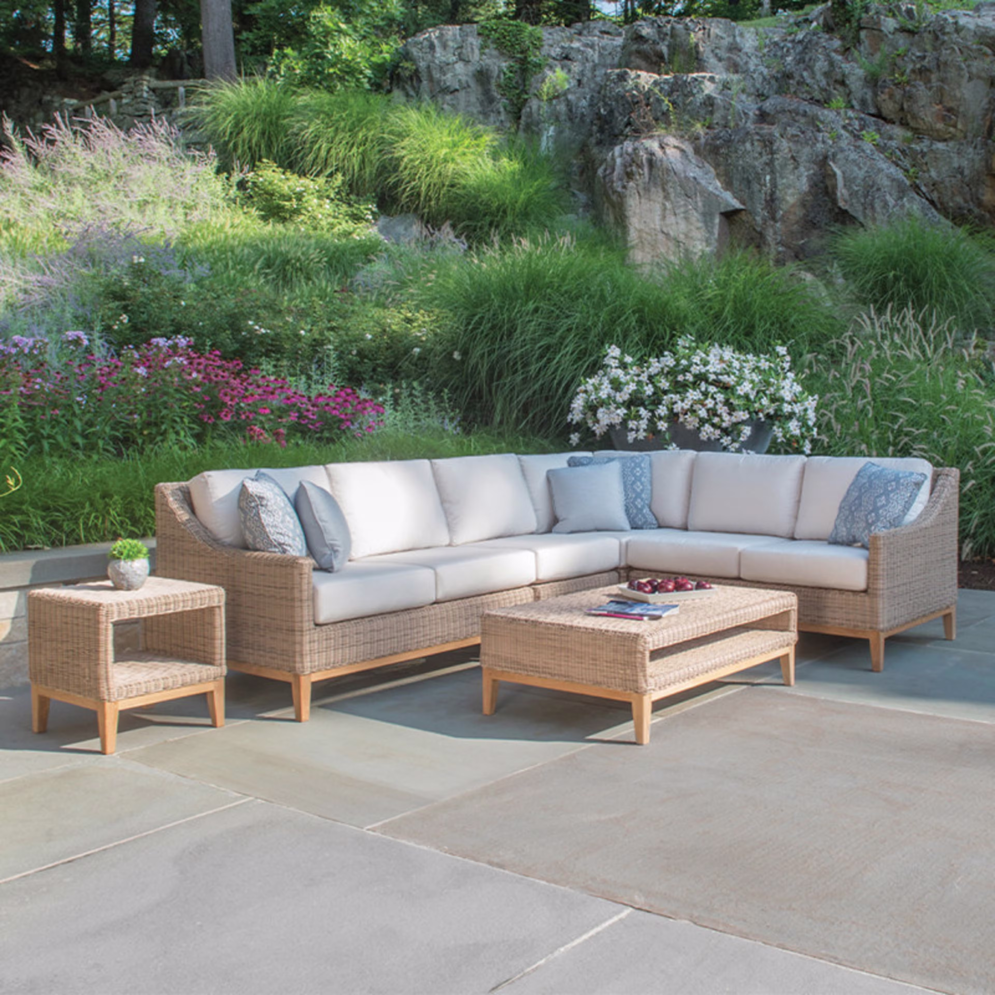 Kingsley Bate Frances Woven Armless Outdoor Sectional Unit