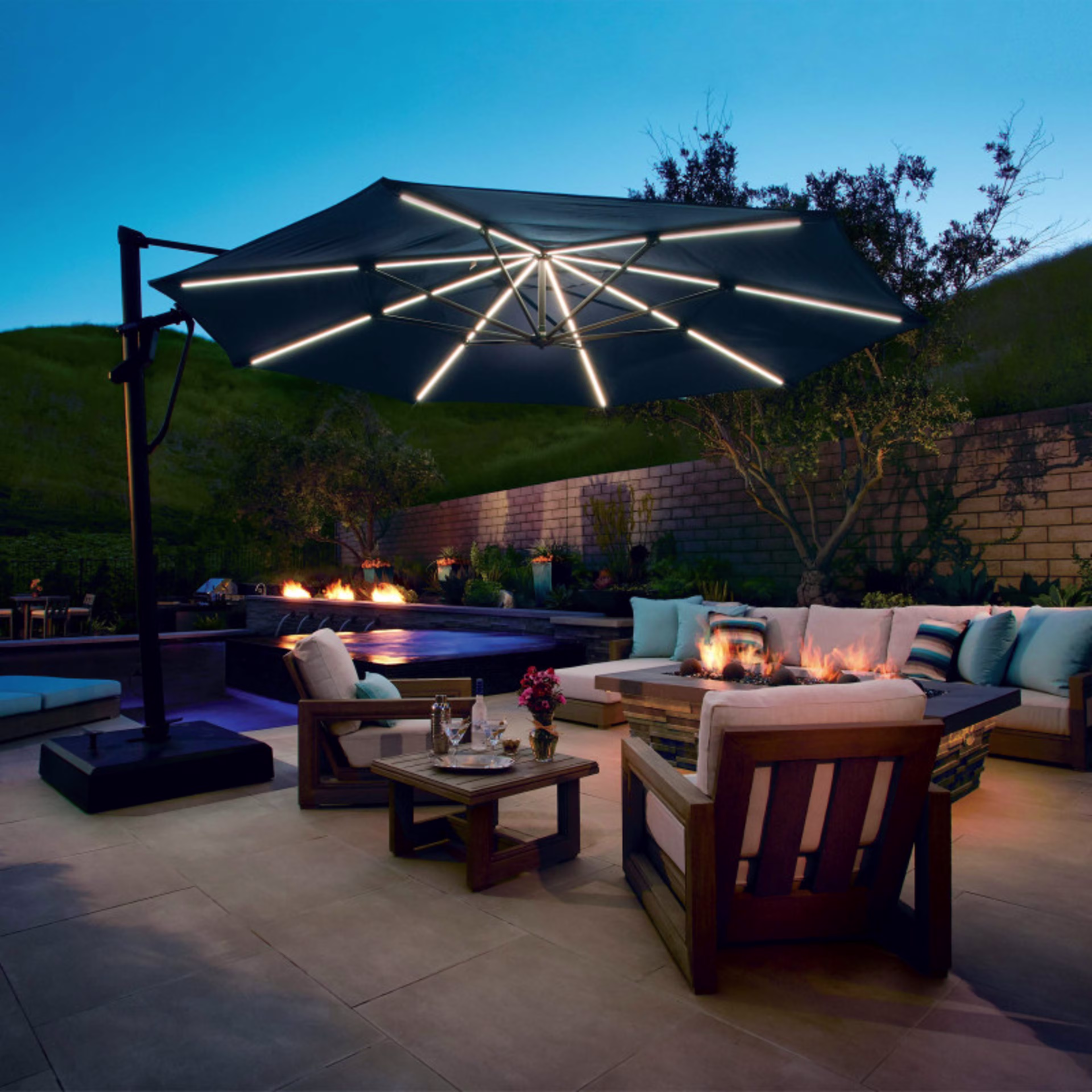 Treasure Garden Starlux AKZ PLUS 13' Octagonal Aluminum Cantilever Patio Umbrella