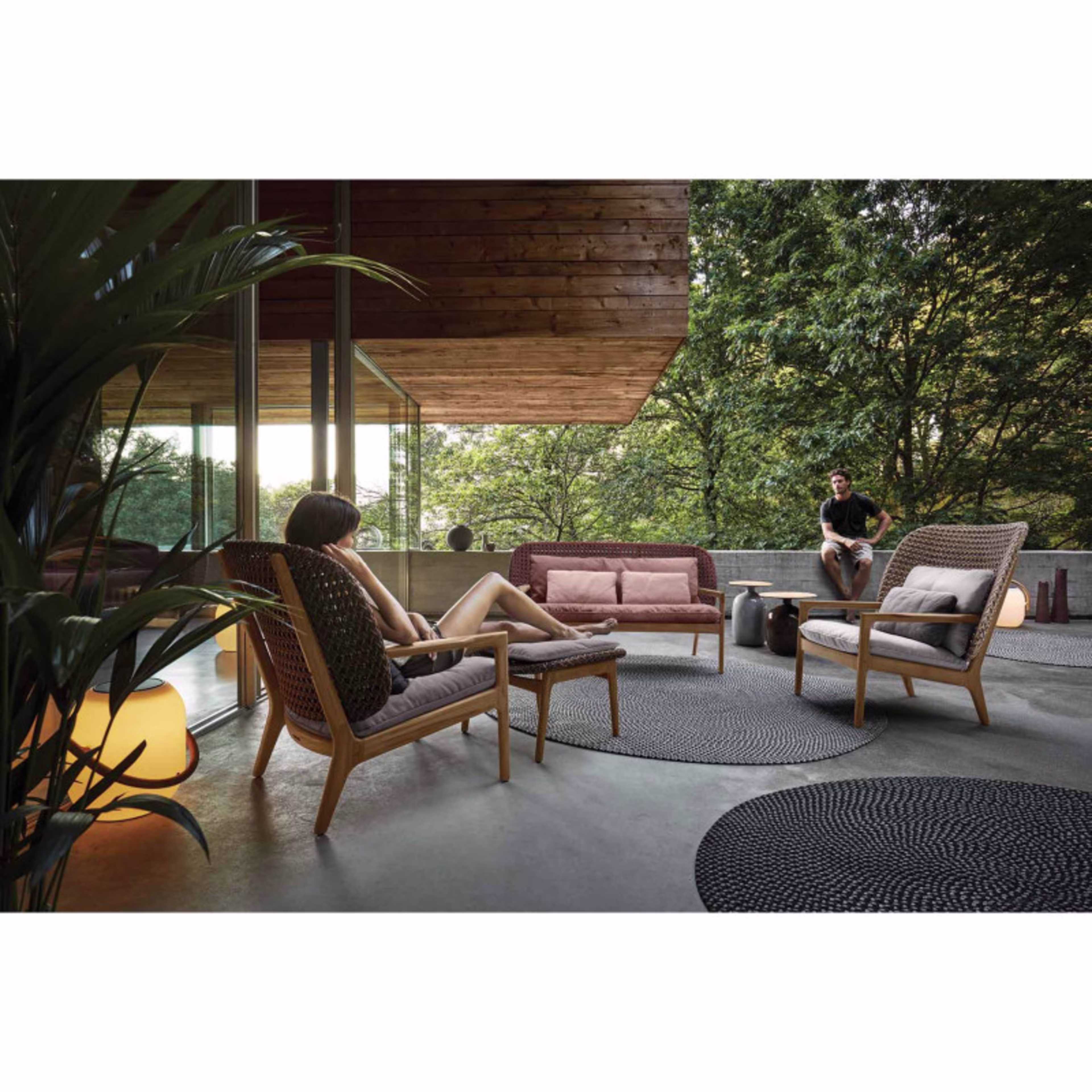 Gloster Kay Teak Low Back 2-Seater Sofa