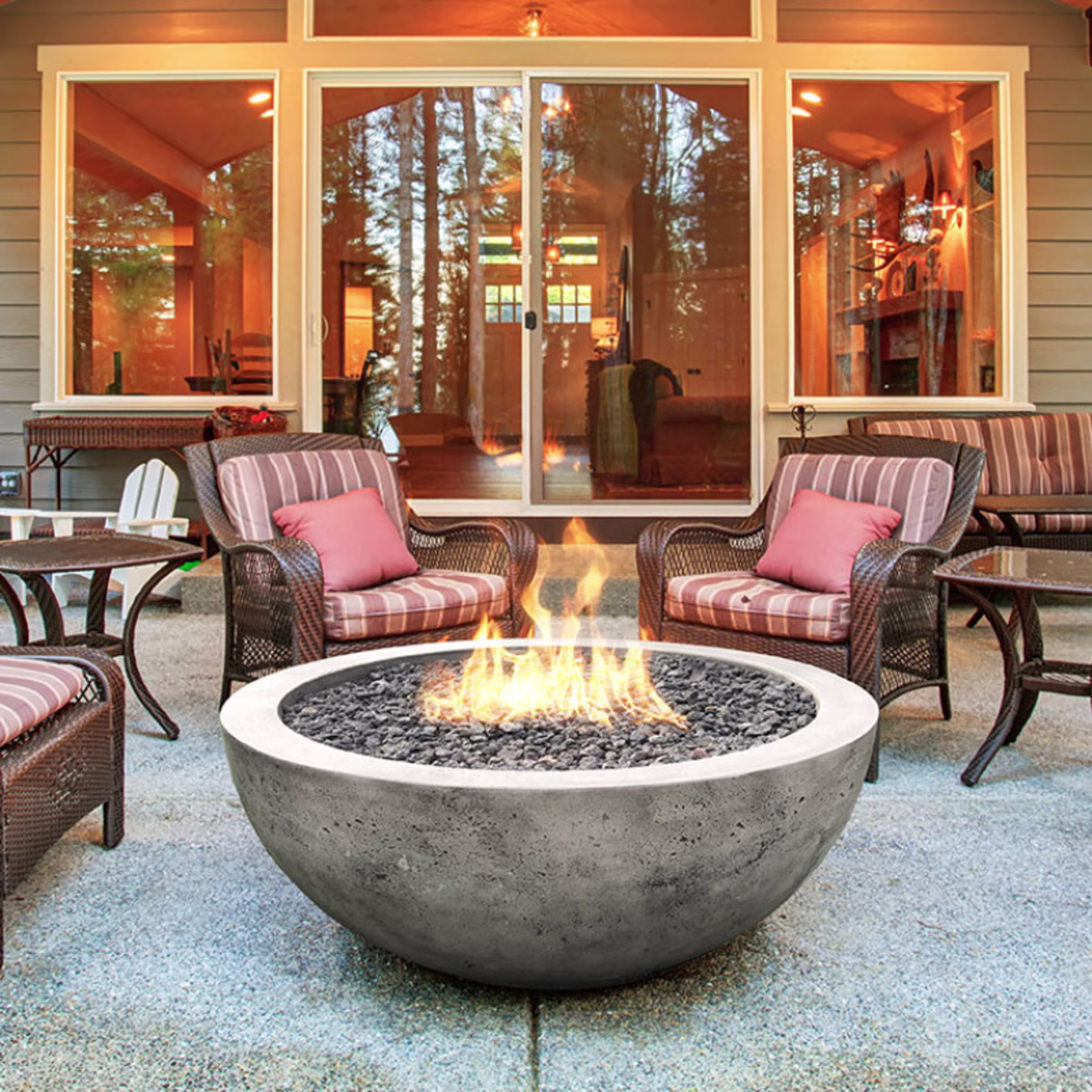 Prism Hardscapes Moderno 4 Round 48" Concrete Gas Fire Bowl
