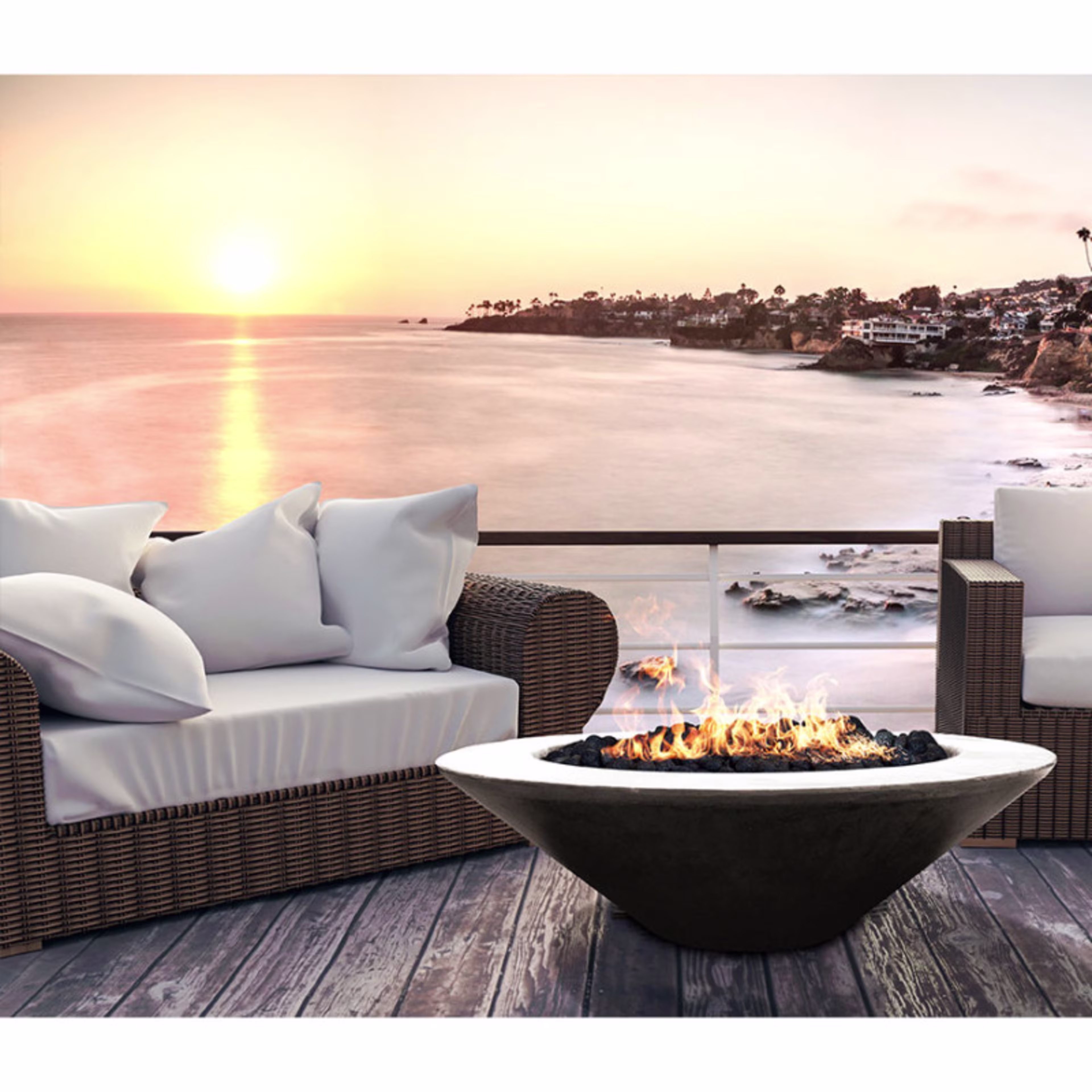 Prism Hardscapes Embarcadero Round 48" Concrete Gas Fire Bowl