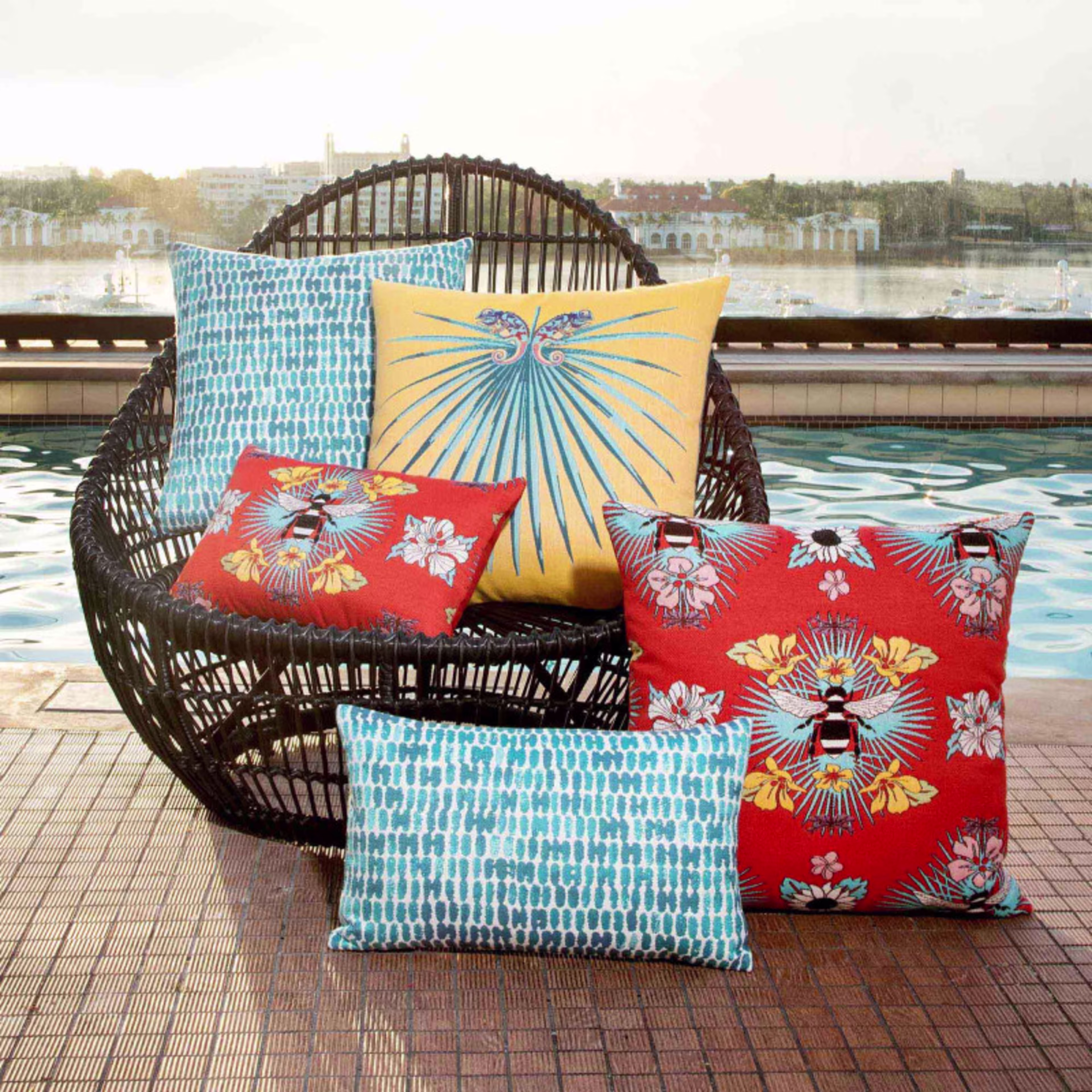 Elaine Smith 20" x 20" Thumbprint Aruba Sunbrella Outdoor Pillow