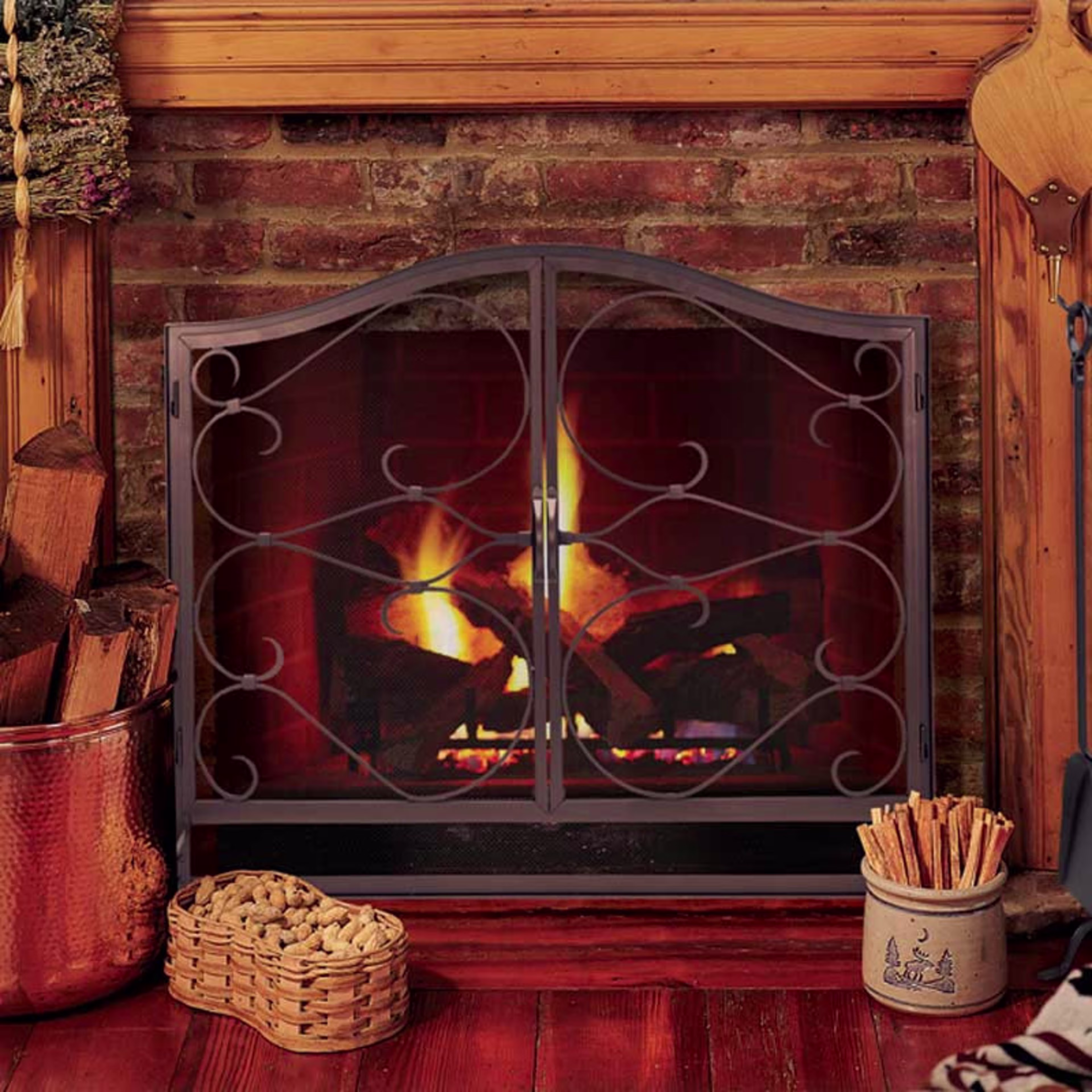 Pilgrim Iron Gate Arched Fireplace Door Screen