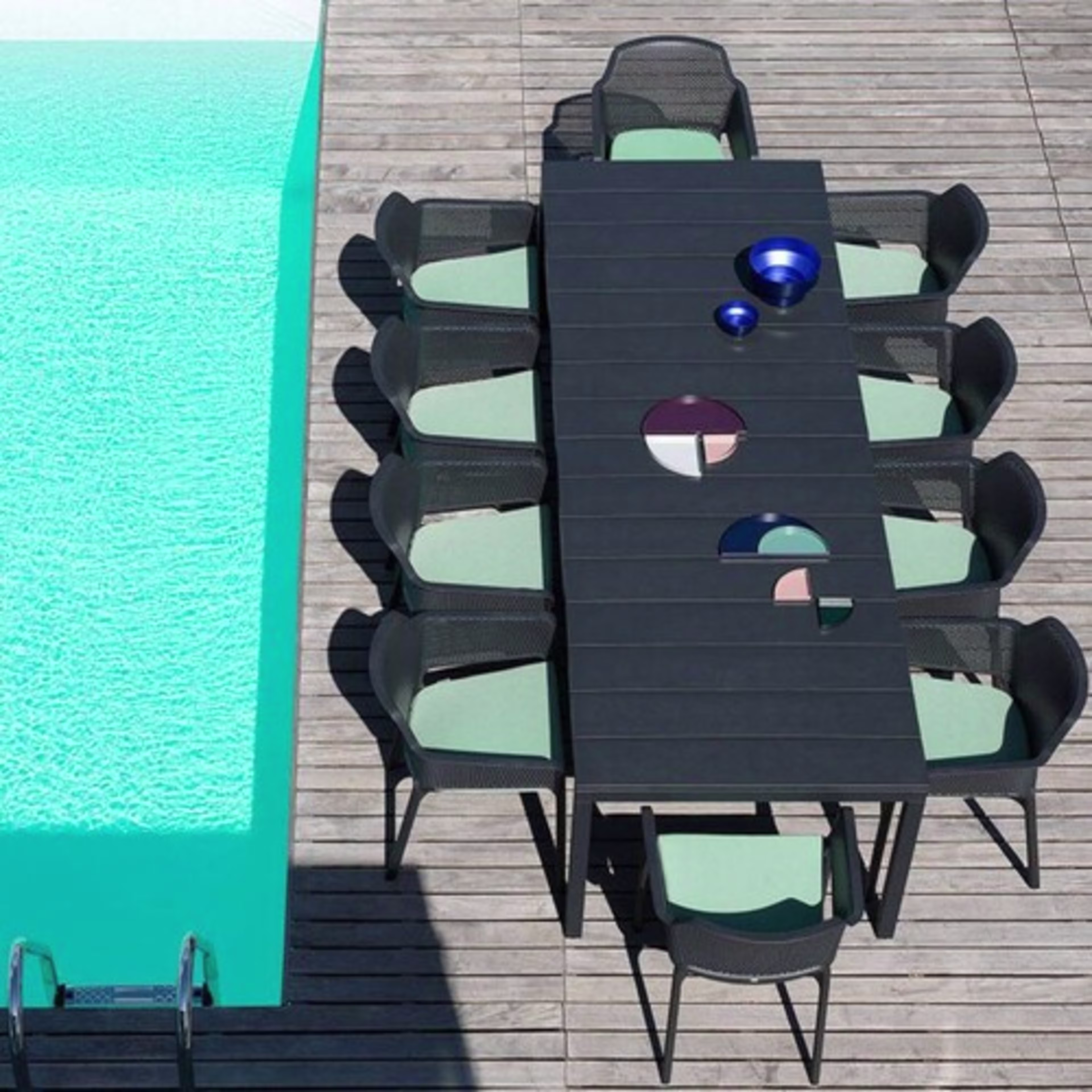 Nardi Rio/Net 11-Piece Extending Rectangular Patio Dining Set