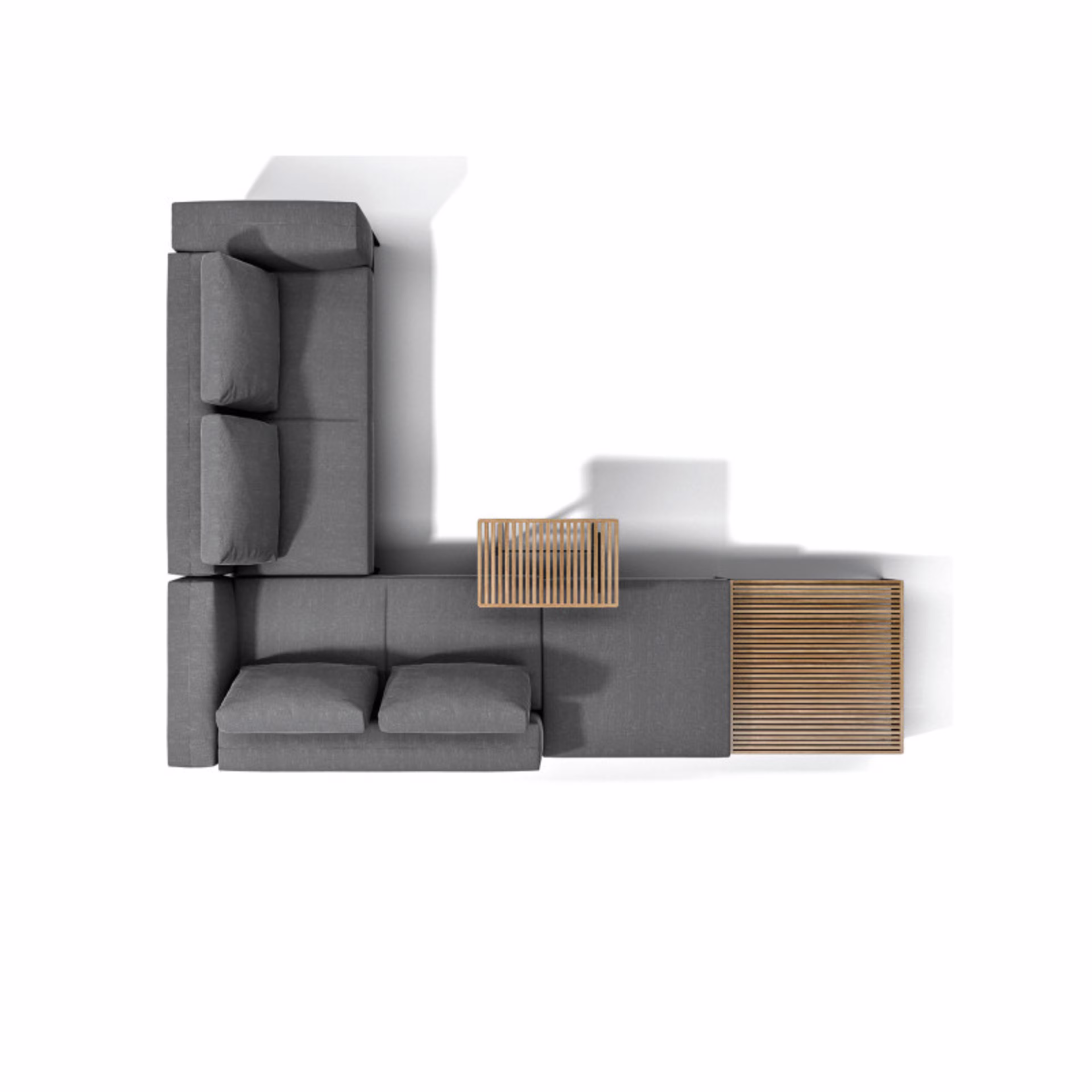 Gloster Grid Upholstered Right End 2-Seater Outdoor Sectional Unit