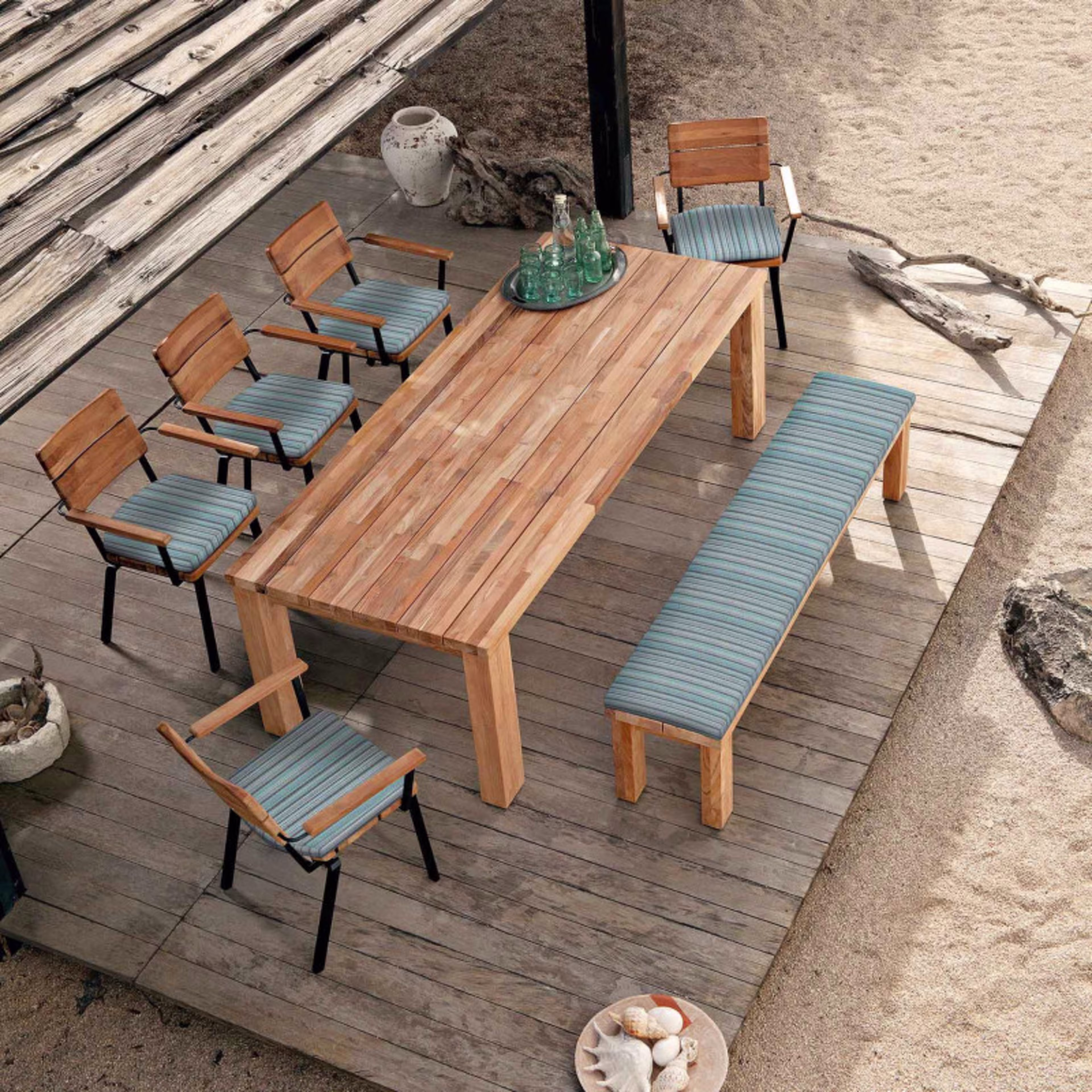 Barlow Tyrie Titan 79" Rustic Backless Teak Bench