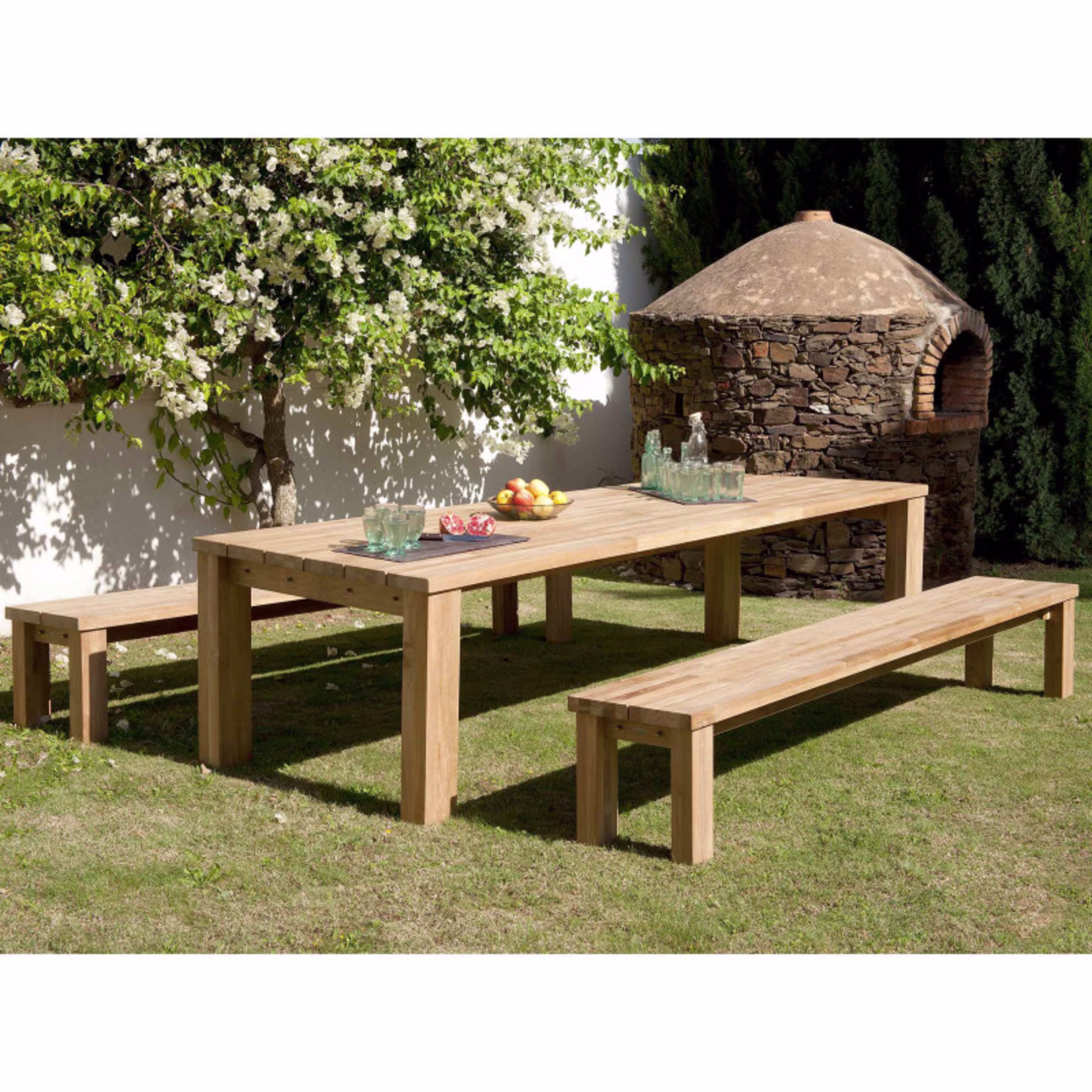 Barlow Tyrie Titan 103" Rustic Backless Teak Bench