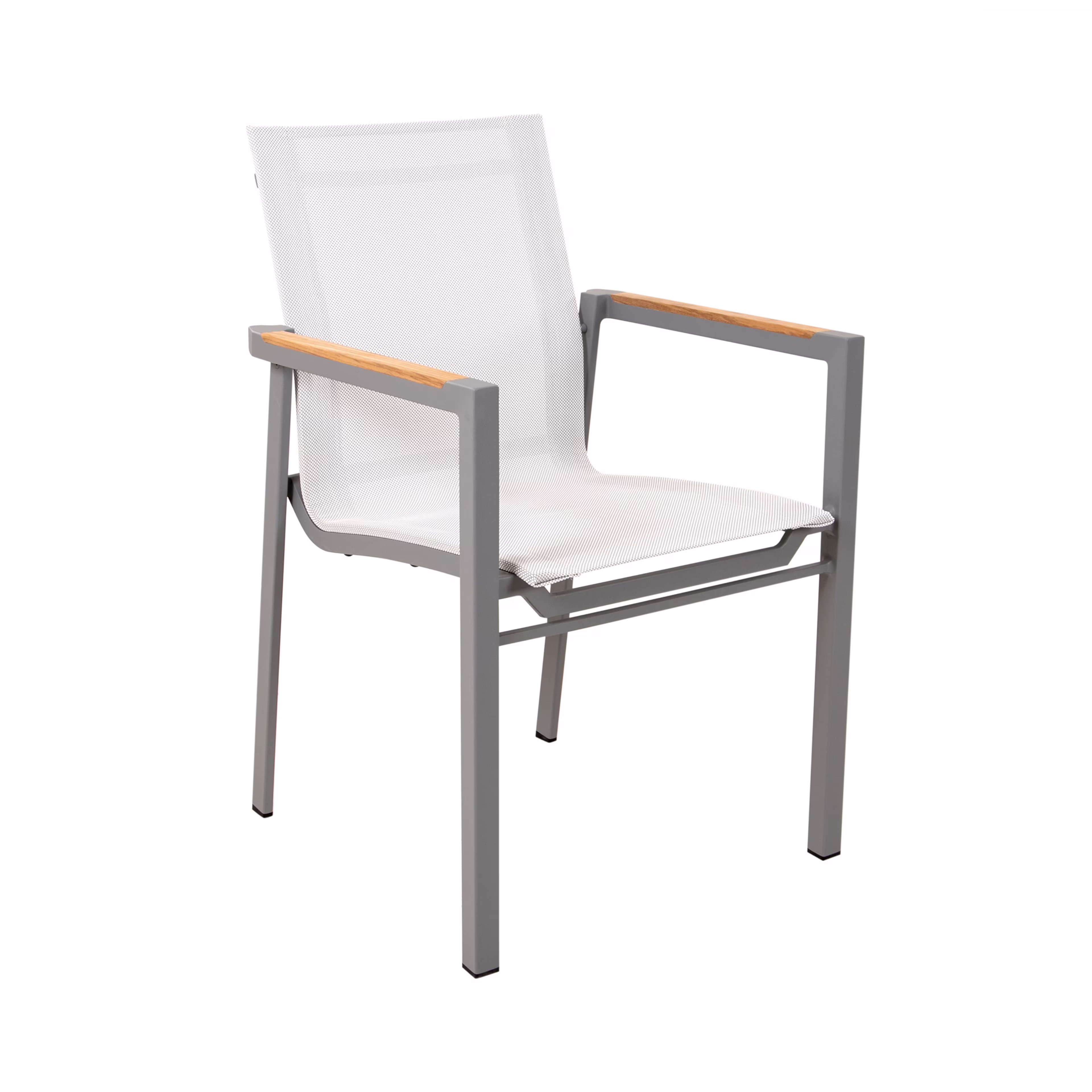 POVL Outdoor Qube Stacking Aluminum Dining Armchair w/ Teak Arms - Set of 6