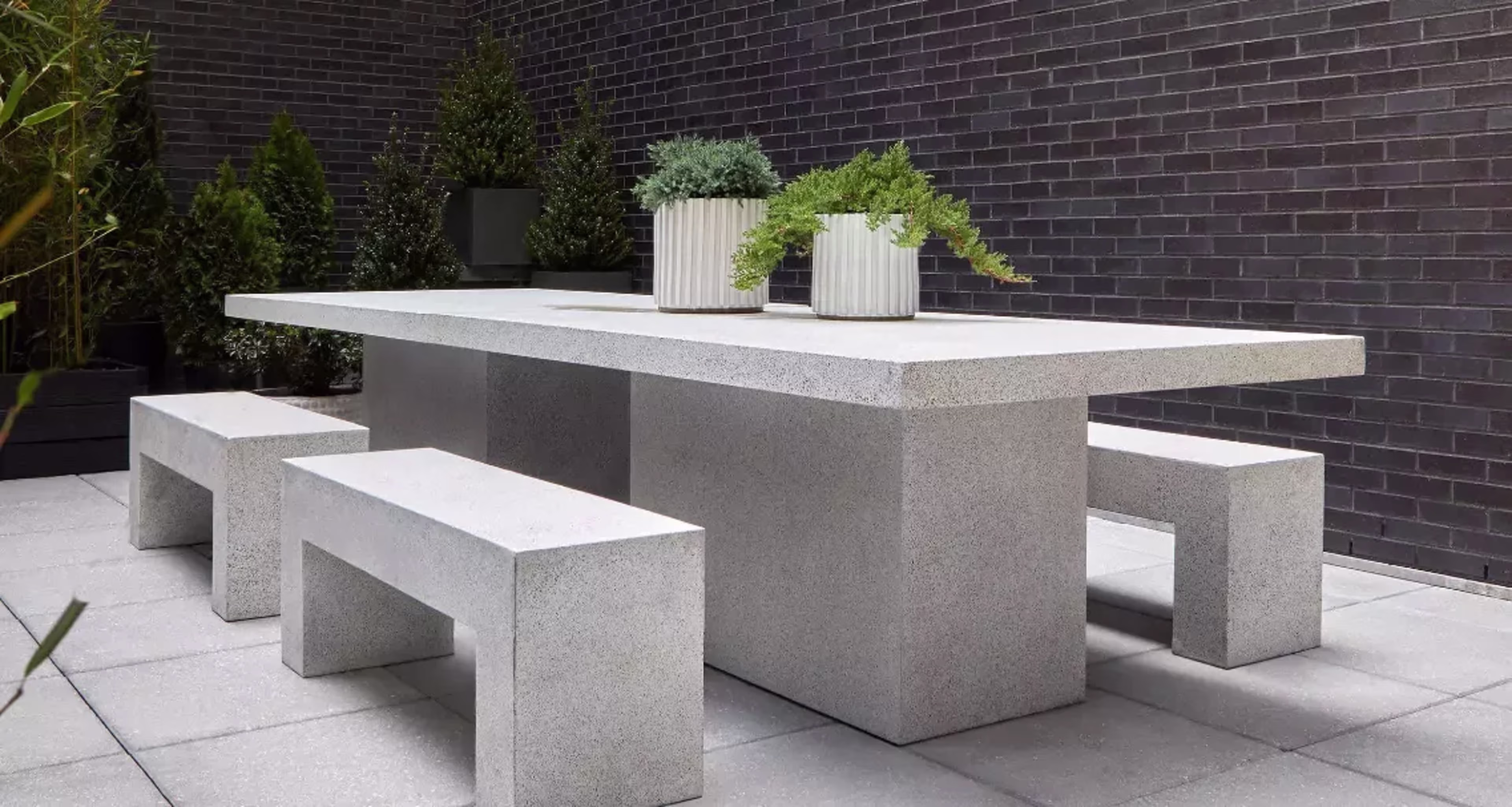 <p>Unexpectedly lightweight, Zachary A. Design’s outdoor furniture is handmade in Chicago with a proprietary combination of real stone aggregate, cast resin, and fiberglass. Crafted with modern, geometric designs, each faux-concrete piece is, low-maintenance, easy to clean, and suitable for indoor and outdoor use.</p>
