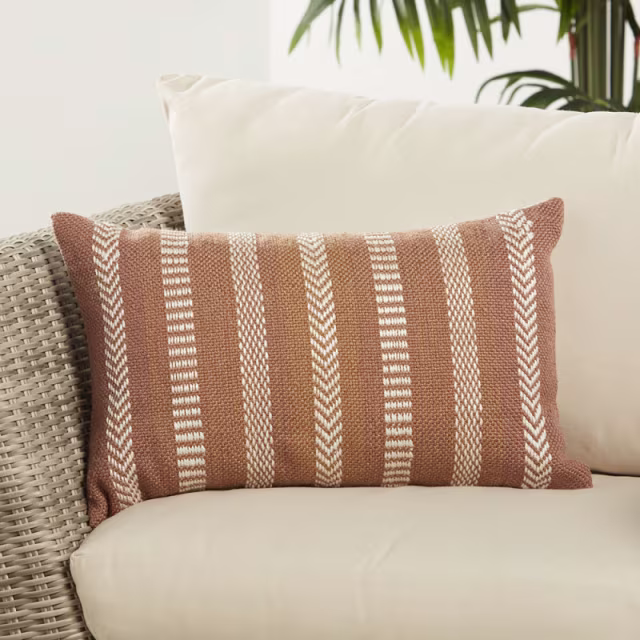 Jaipur Living 21" x 13" Vibe Papyrus Tan Lumbar Outdoor Pillow