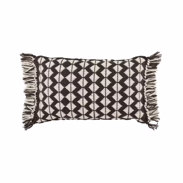Jaipur Living 21" x 13" Perdita Light Black Lumbar Outdoor Pillow