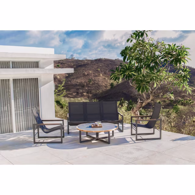 POVL Outdoor Qube Aluminum High Back Lounge Chair - Set of 4