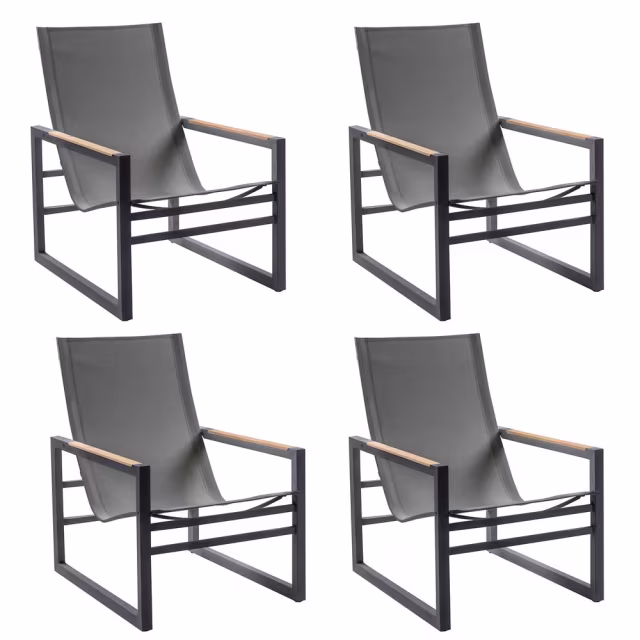 POVL Outdoor Qube Aluminum High Back Lounge Chair - Set of 4
