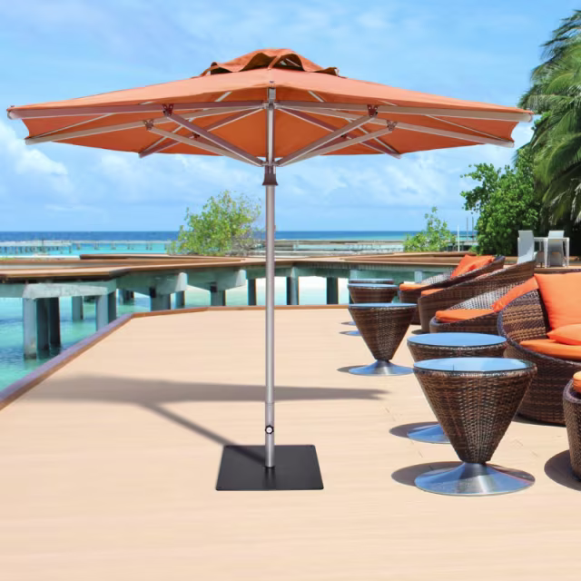Woodline Shade Solutions Easilift 11.5' Round Aluminum Market Patio Umbrella