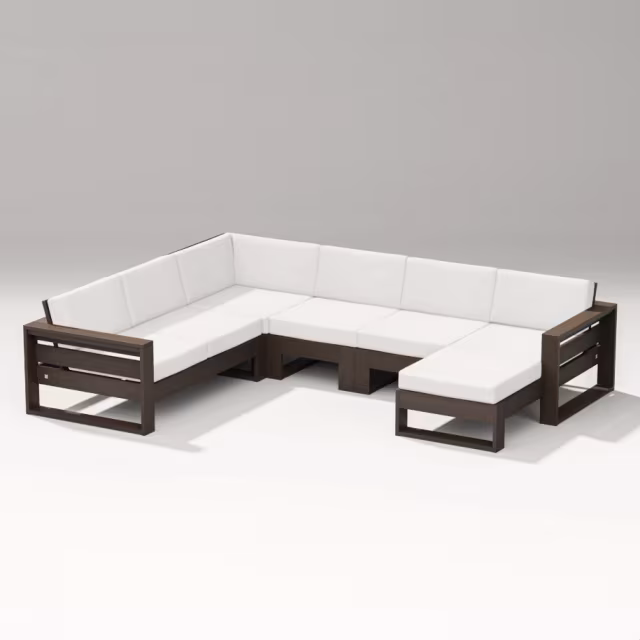 Polywood Latitude 5-Piece Corner Outdoor Sectional Sofa w/ Right Chaise