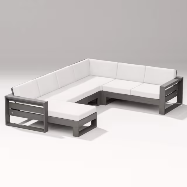 Polywood Latitude 5-Piece Corner Outdoor Sectional Sofa w/ Left Chaise