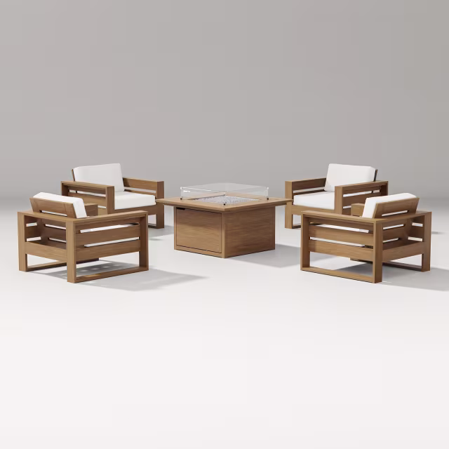 Polywood Latitude 5-Piece Lounge Fire Table Set