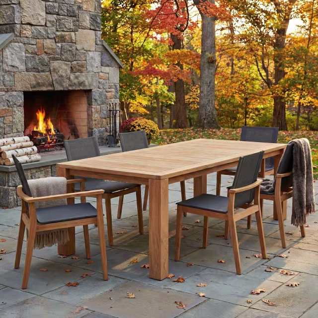 POVL Outdoor Foundation/Menlo 7-Piece 97" Rectangular Patio Dining Set