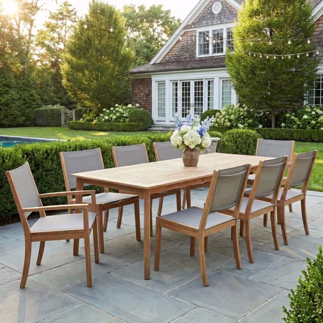 POVL Outdoor Menlo/Calera 9-Piece 95" Rectangular Patio Dining Set