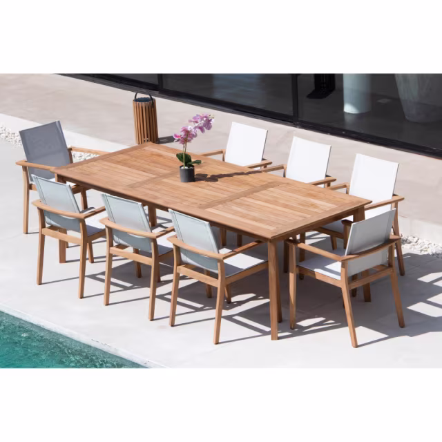 POVL Outdoor Menlo 9-Piece 95" Rectangular Patio Dining Set
