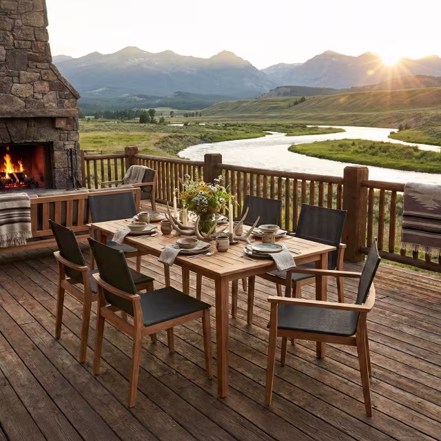 POVL Outdoor Menlo 7-Piece 63" Rectangular Patio Dining Set with Arm and Side Chairs