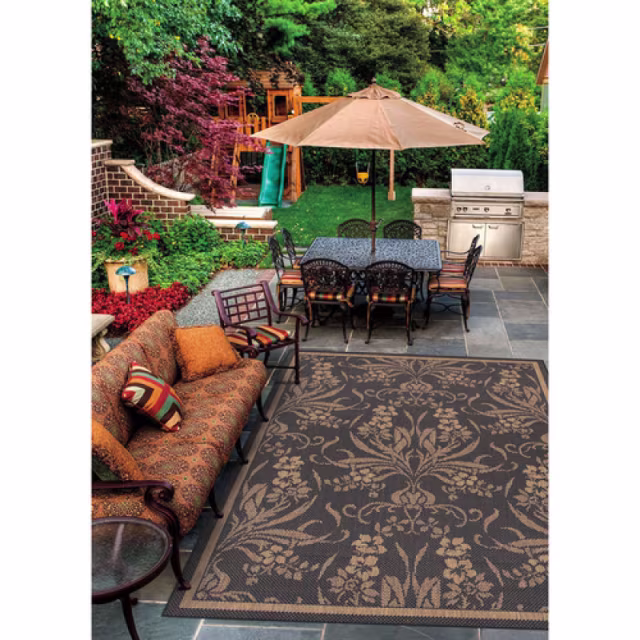 Couristan Recife Garden Cottage Black Cocoa Indoor/Outdoor Rug