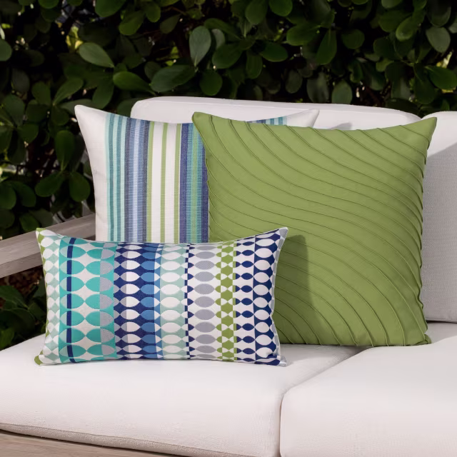 Elaine Smith 20" x 12" Modern Oval Ocean Lumbar Sunbrella Outdoor Pillow