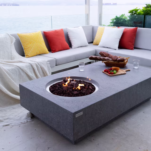 Elementi Metropolis 56" Rectangular Concrete Gas Fire Table