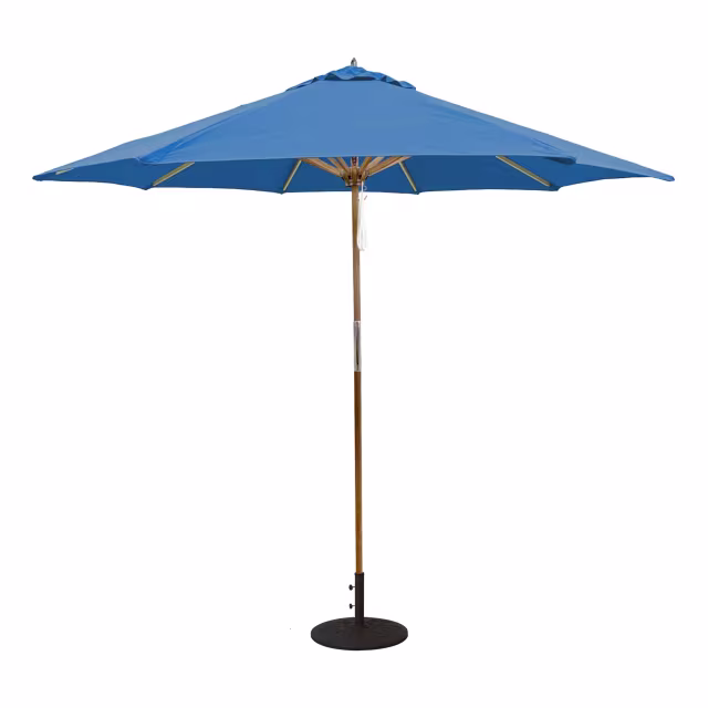 Galtech Pulley 9' Octagonal Teak Market Patio Umbrella
