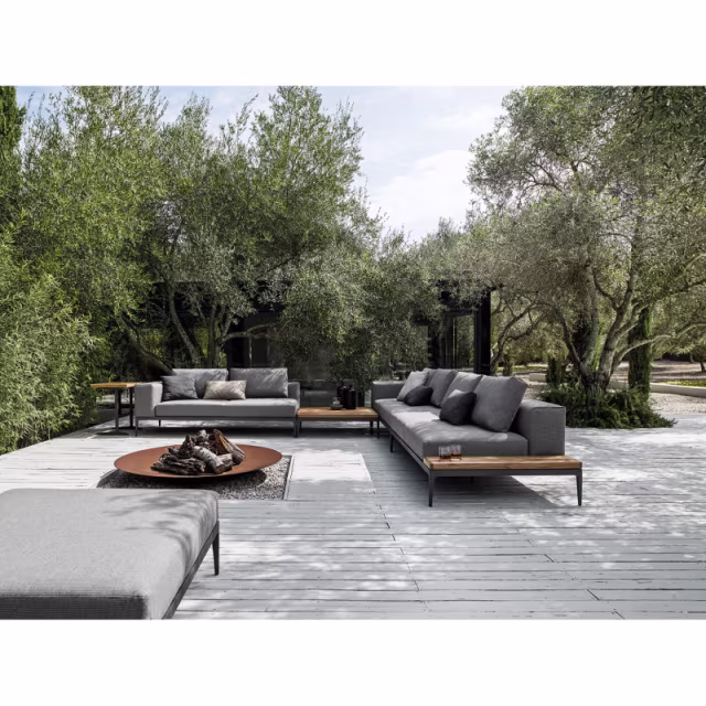 Gloster Grid Upholstered 2-Seater Outdoor Sectional Unit with Left End Table