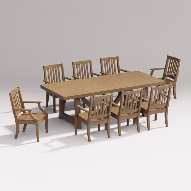 Polywood Estate 9-Piece A-Frame Dining Table Set with Arm Chairs