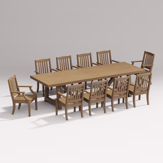 Polywood Estate 11-Piece A-Frame Table Dining Set with Arm Chairs