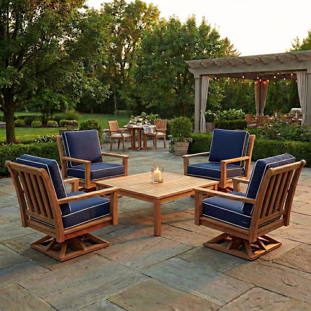 Kingsley Bate Chelsea Teak Swivel Rocker Lounge Chair