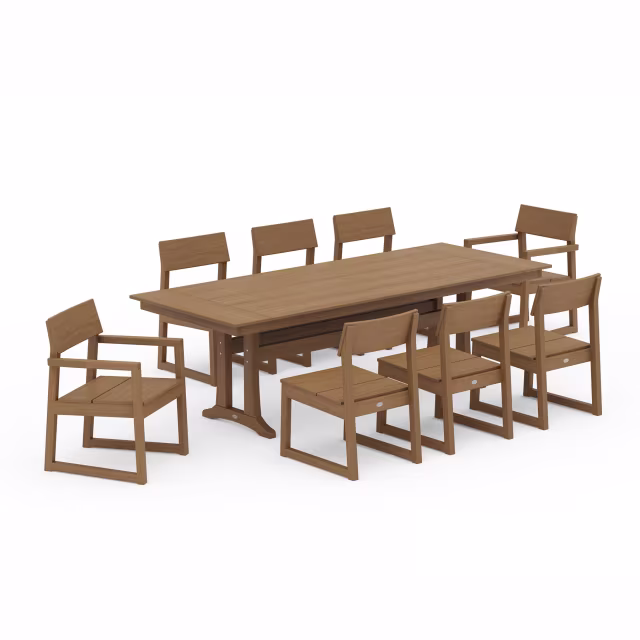 Polywood EDGE 9-Piece Farmhouse Dining Set with Trestle Legs