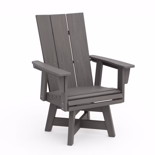 Polywood Modern Curveback Adirondack Swivel Dining Armchair